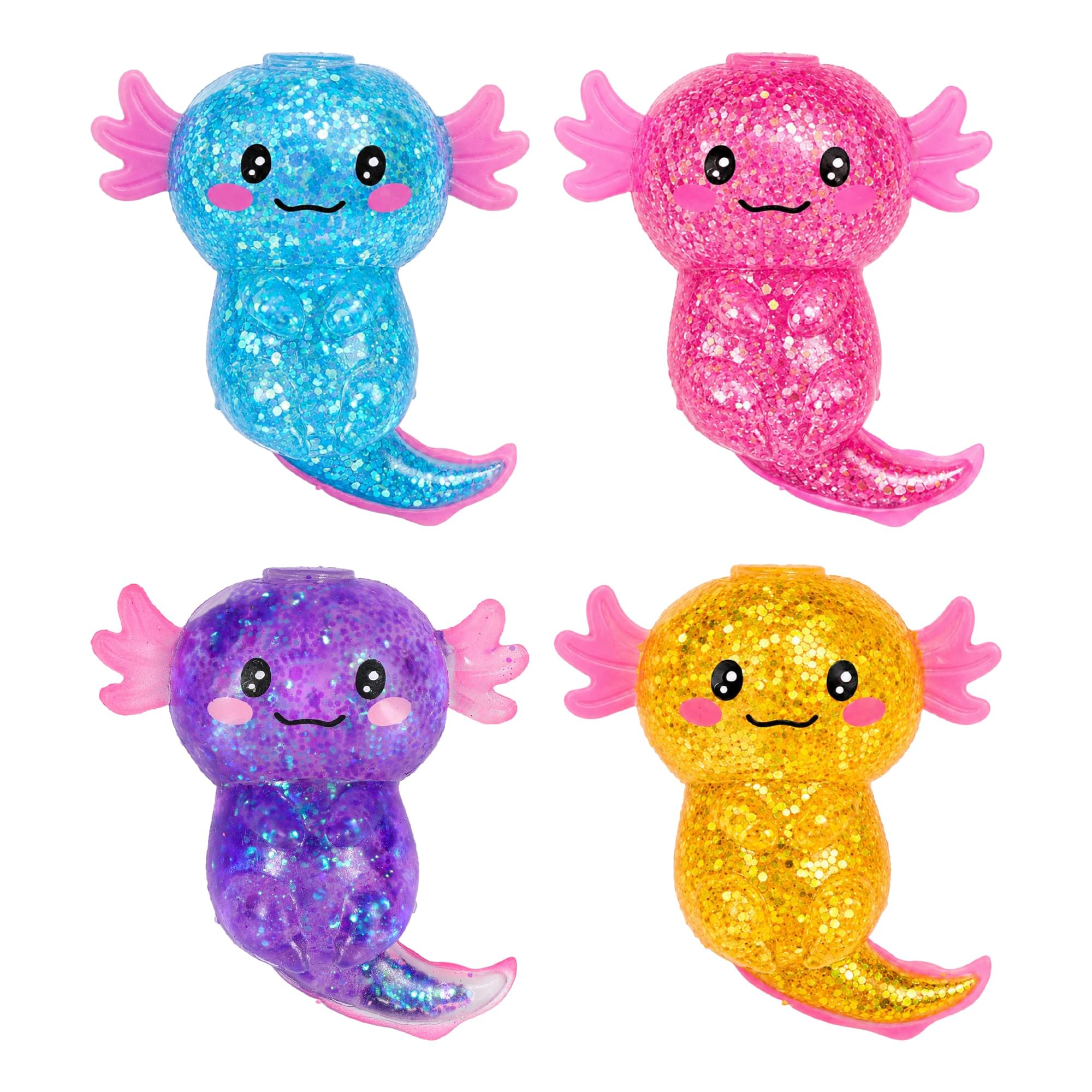 Glitter Axolotl 4-Inch Squishy Stress Relievers | Set Of 4