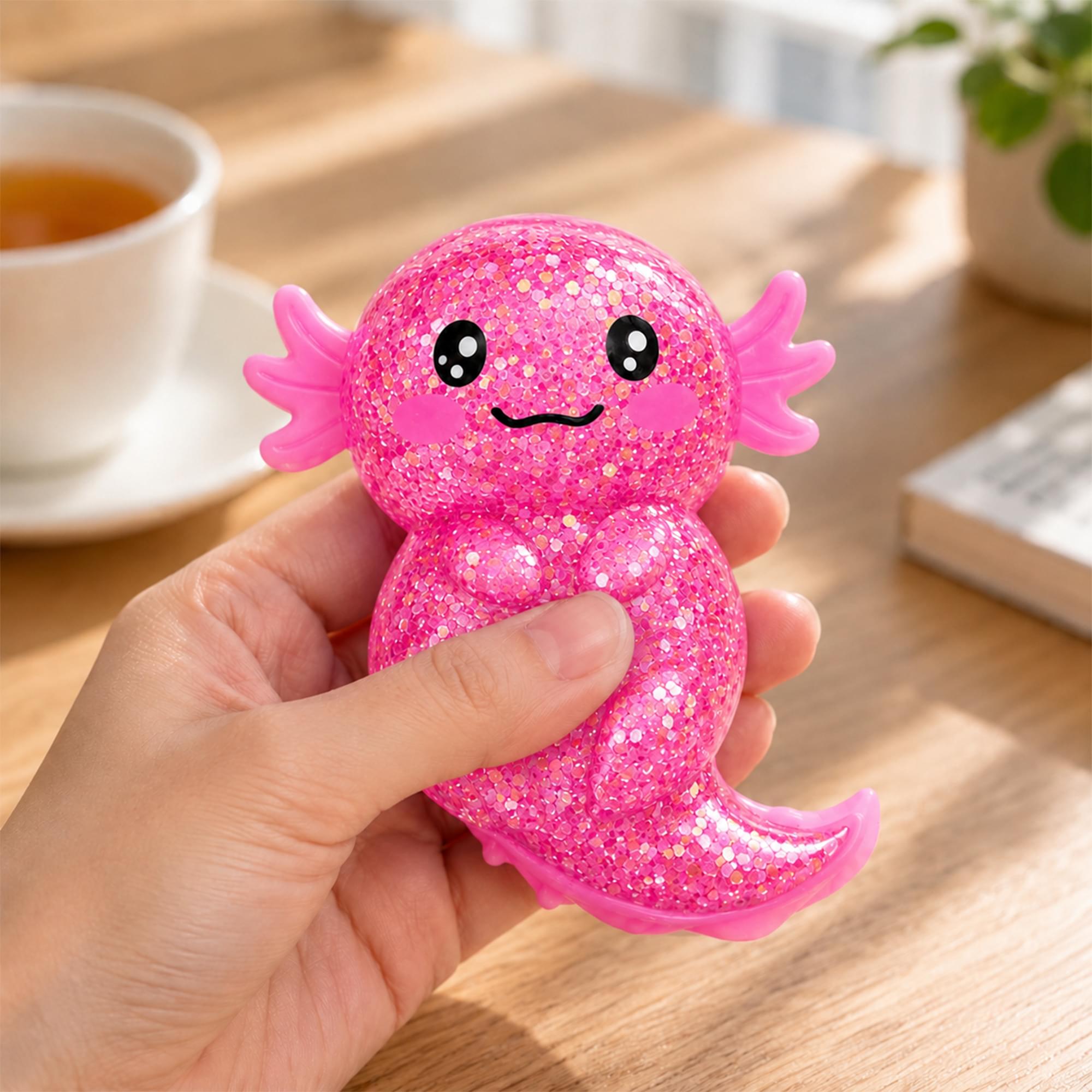 Glitter Axolotl 4-Inch Squishy Stress Relievers | Set Of 4