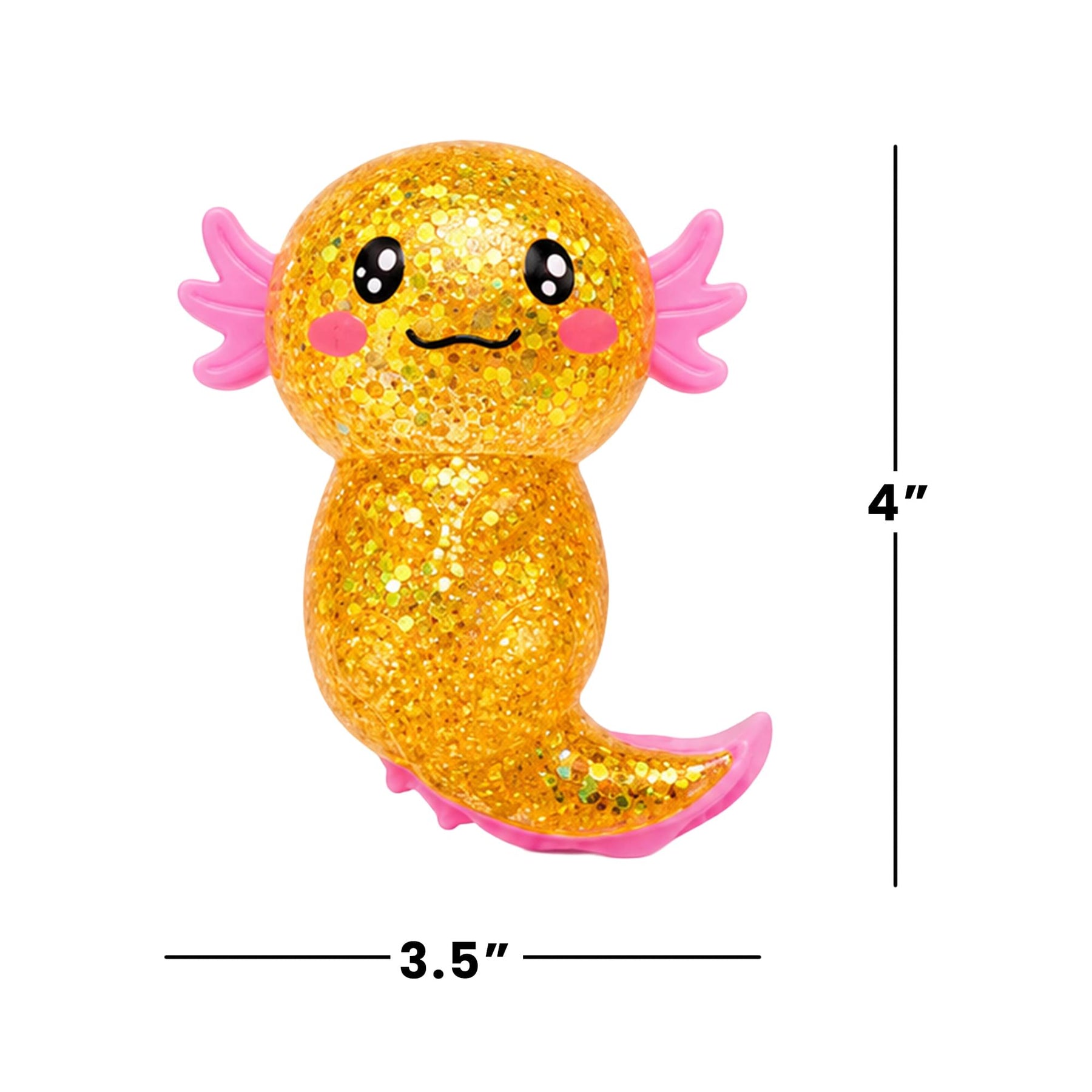 Glitter Axolotl 4-Inch Squishy Stress Reliever | Orange