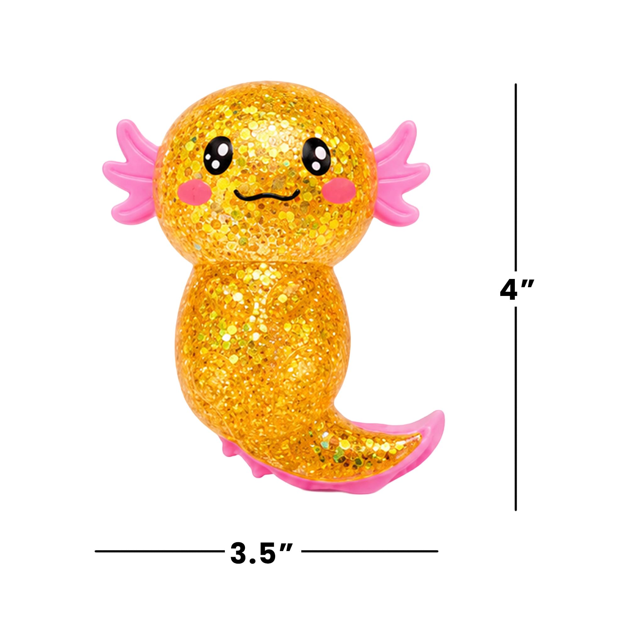 Glitter Axolotl 4-Inch Squishy Stress Reliever | Orange