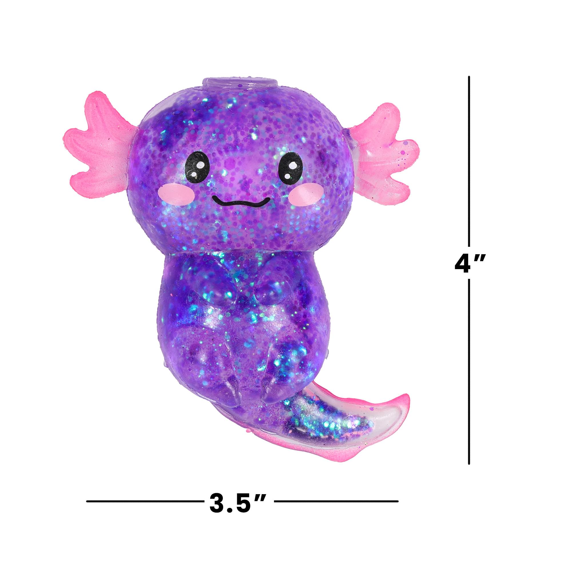 Axolotl Glitter Squishy 4-Inch Stress Reliever | Purple