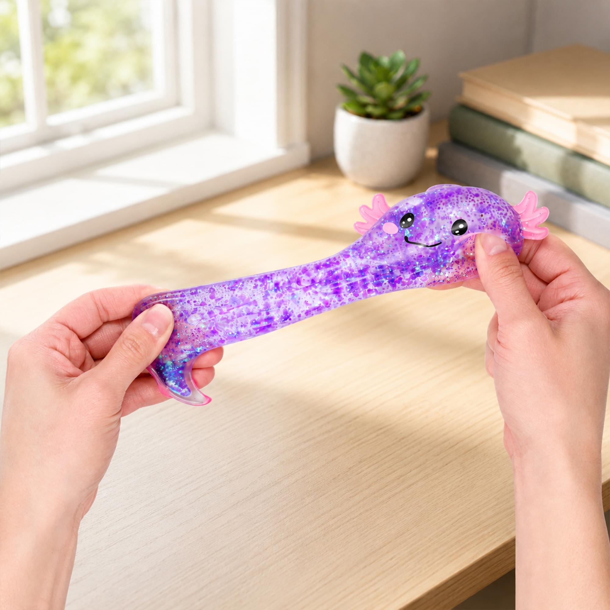 Axolotl Glitter Squishy 4-Inch Stress Reliever | Purple