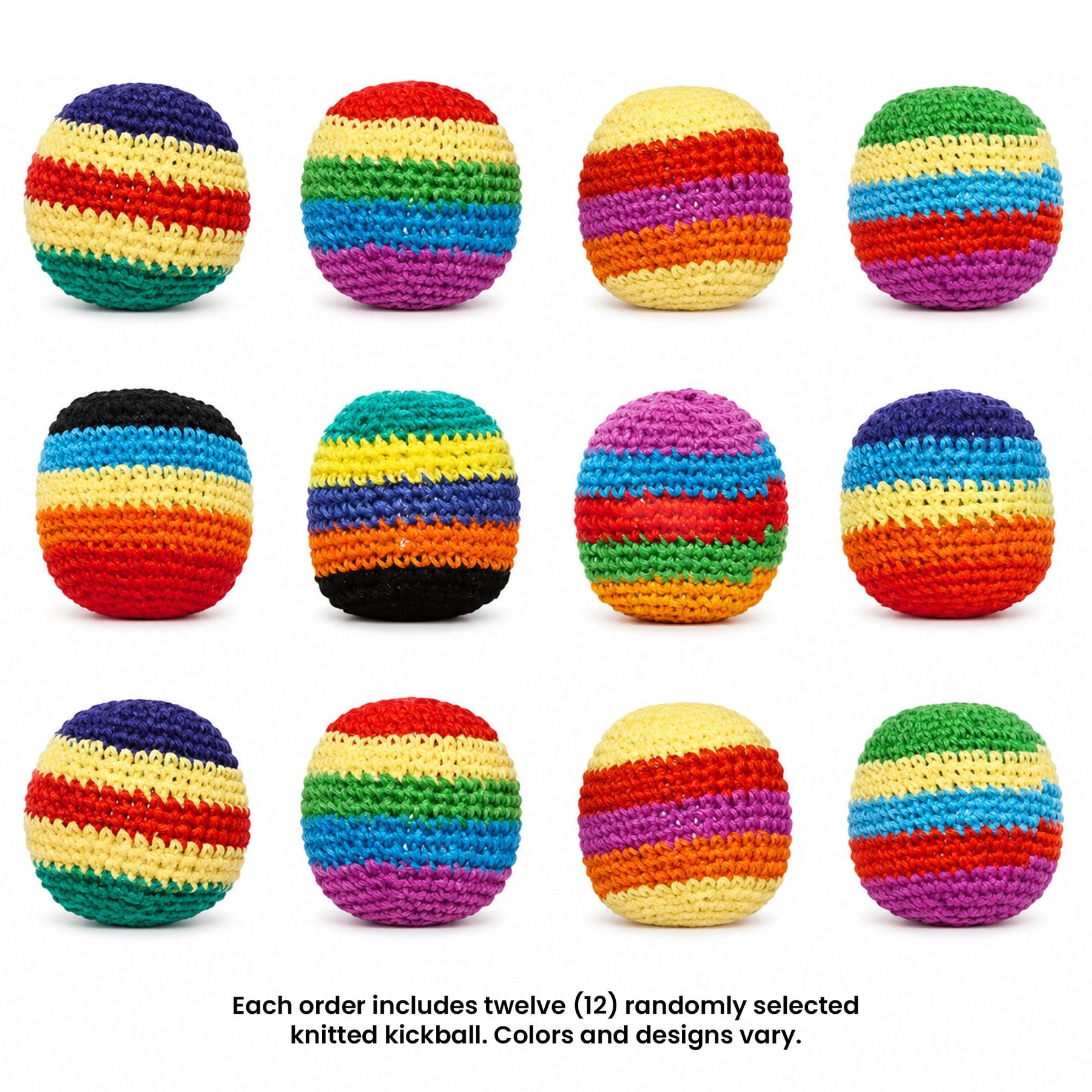 Multicolored Cotton Knit Hacky Sack Kickball | Set of 12