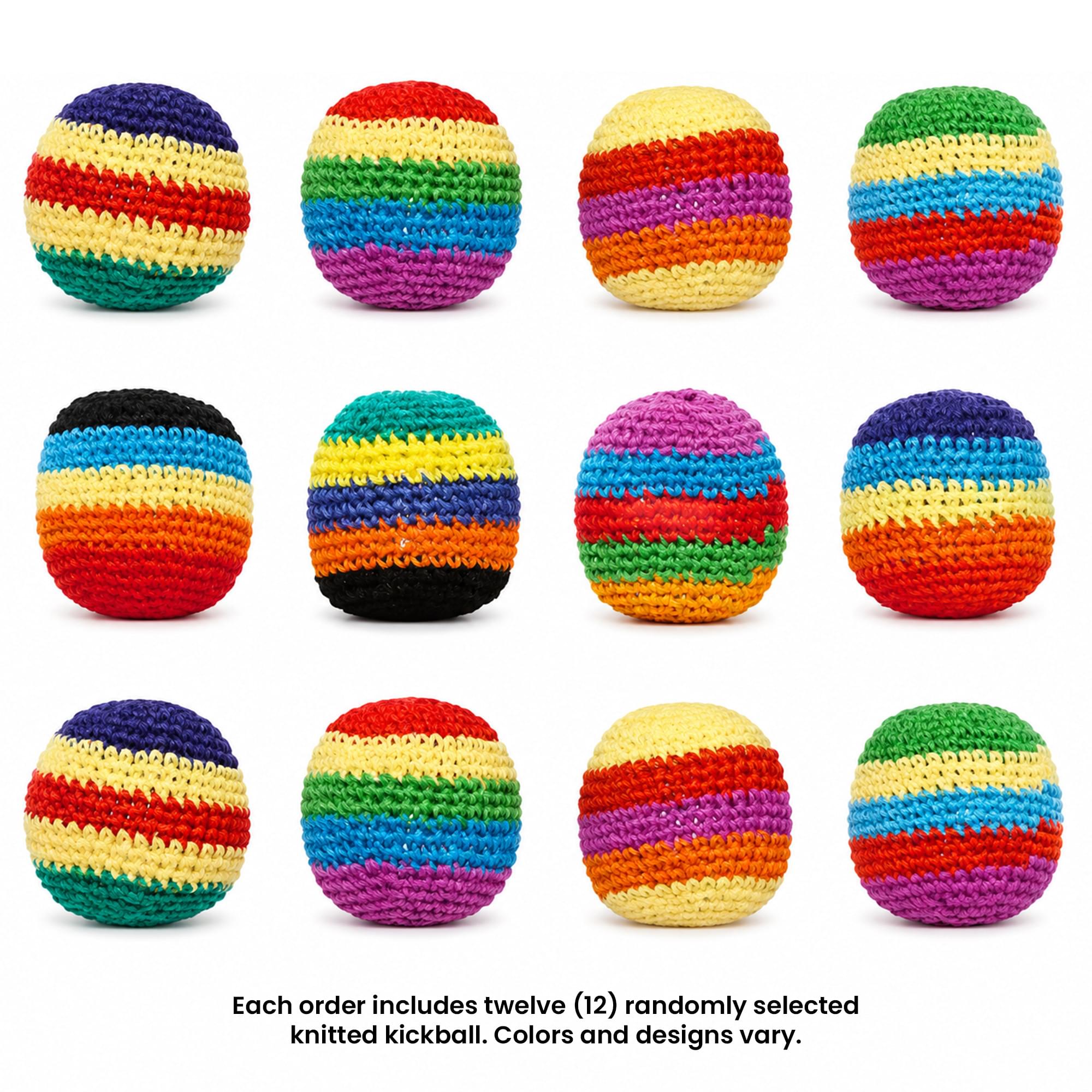 Multicolored Cotton Knit Hacky Sack Kickball | Set of 12
