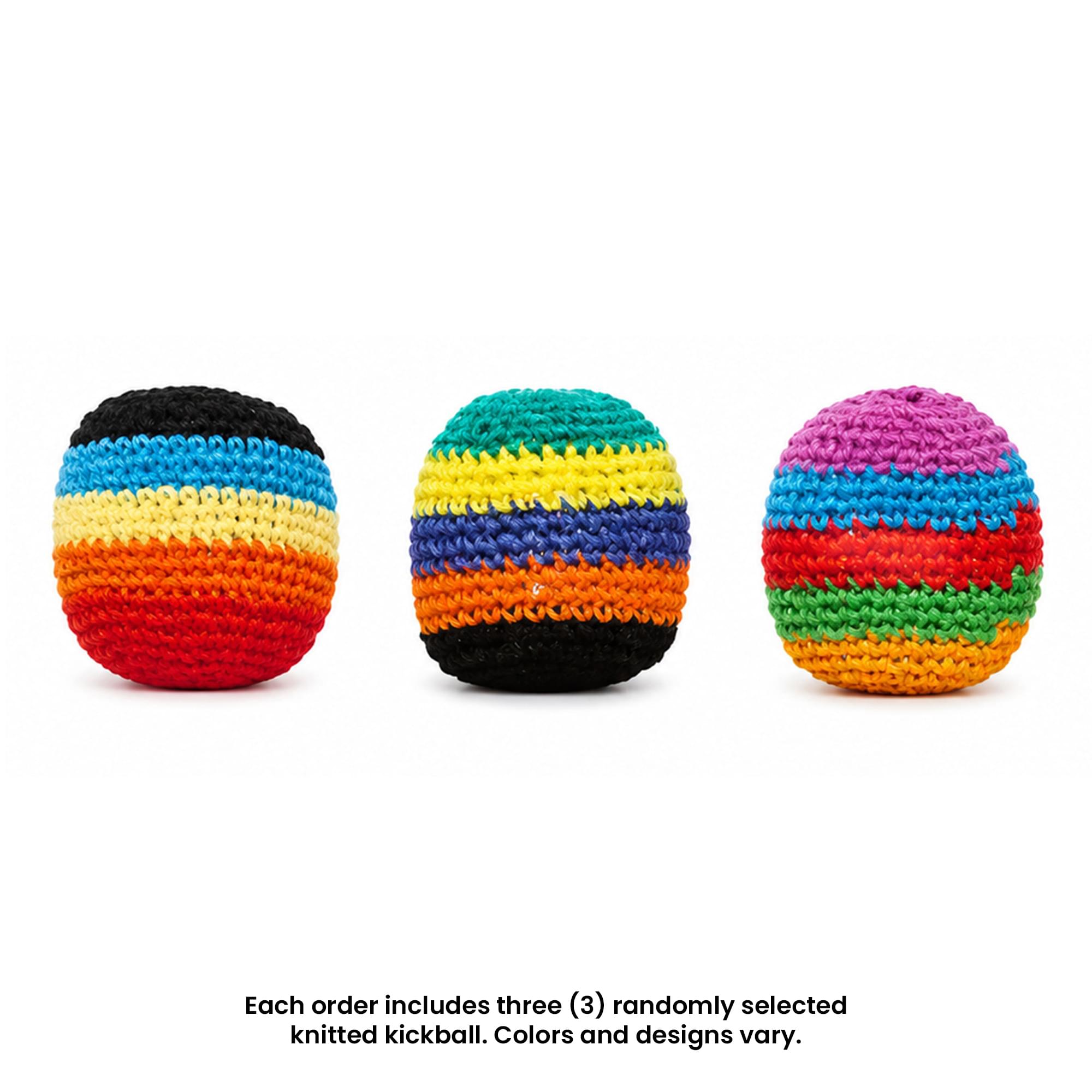 Multicolored Cotton Knit Hacky Sack Kickball | Set of 3