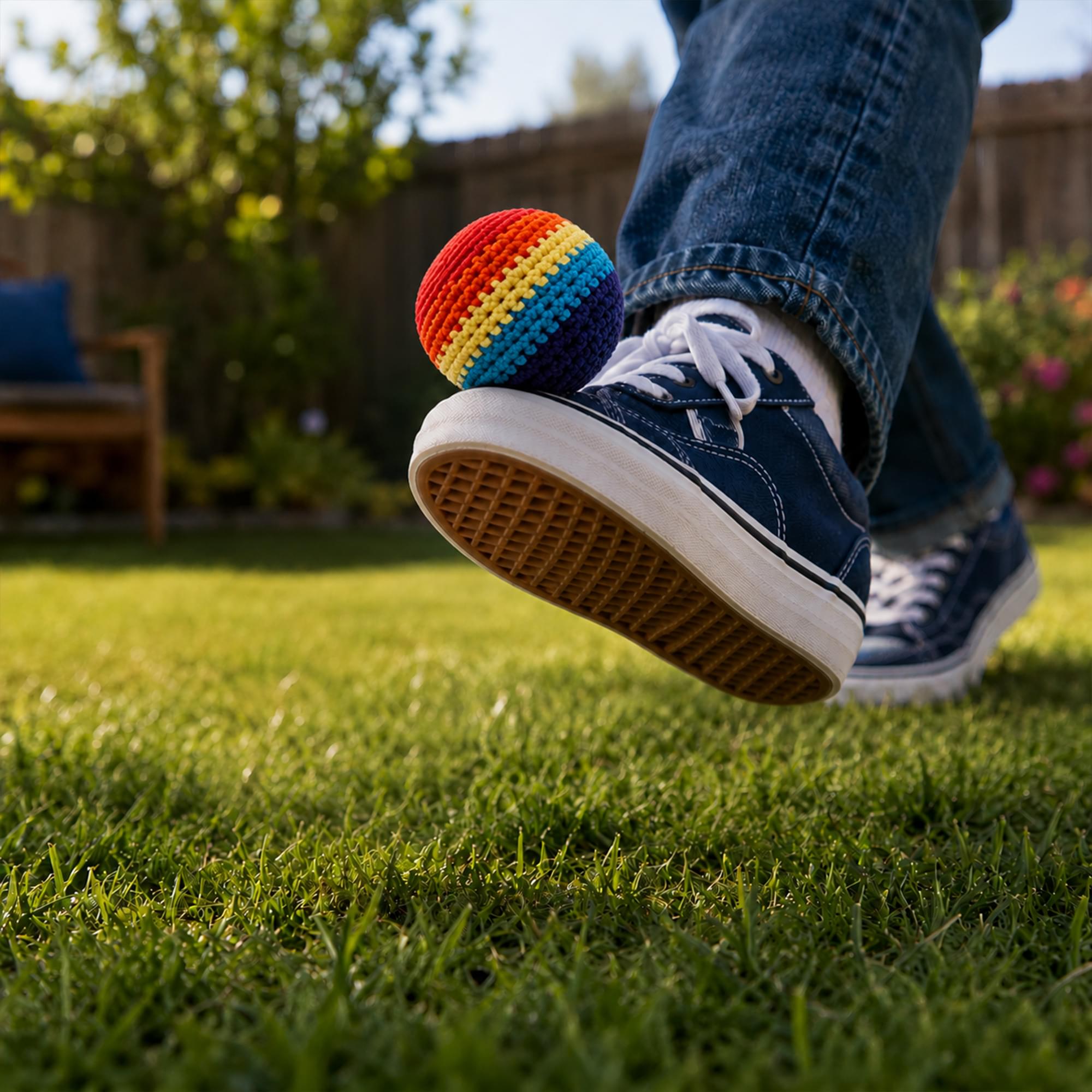 Multicolored Cotton Knit Hacky Sack Kickball | Set of 3