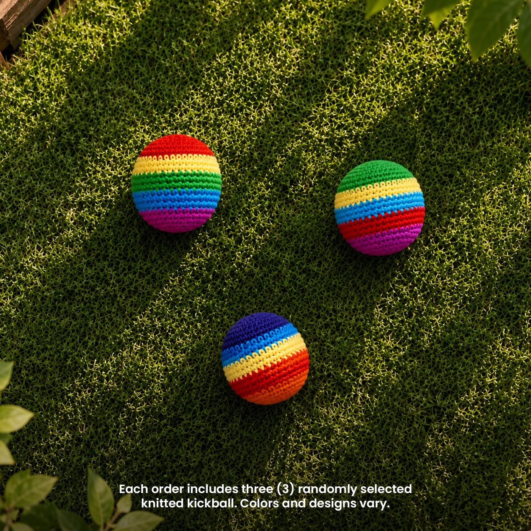 Multicolored Cotton Knit Hacky Sack Kickball | Set of 3