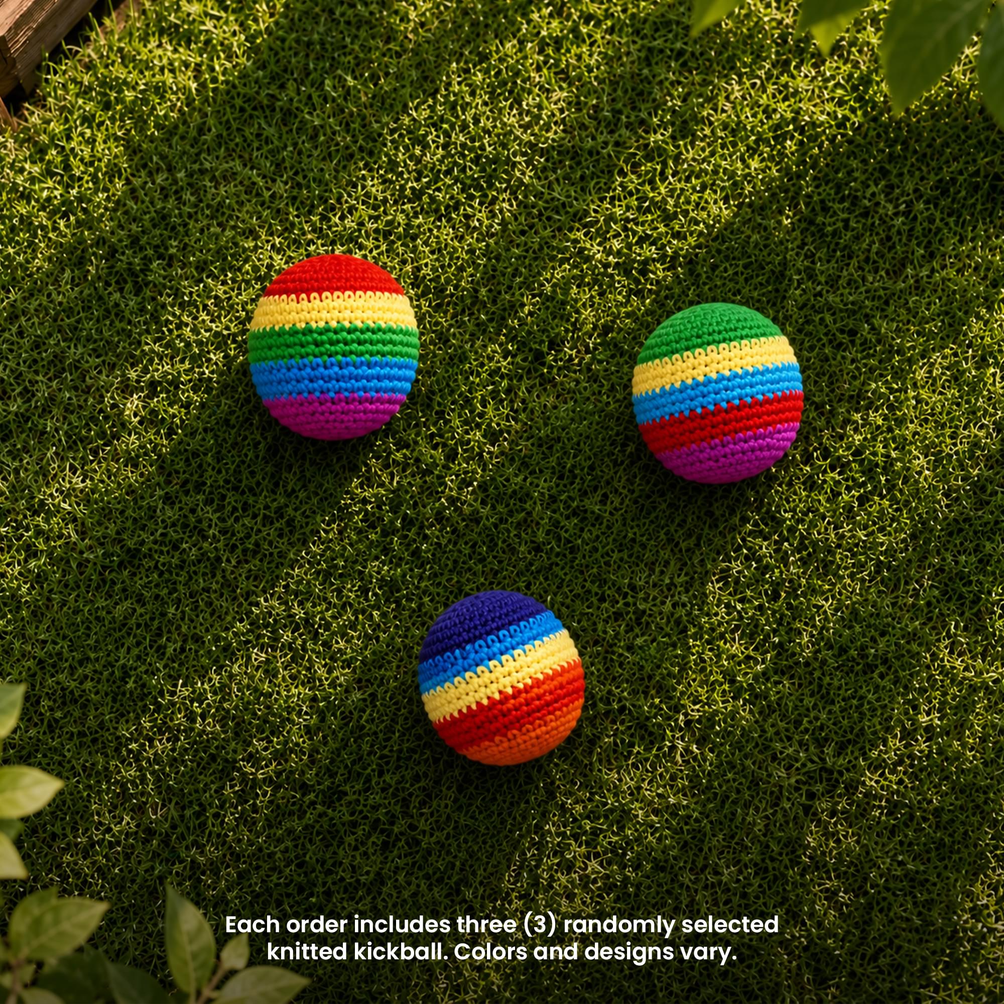Multicolored Cotton Knit Hacky Sack Kickball | Set of 3