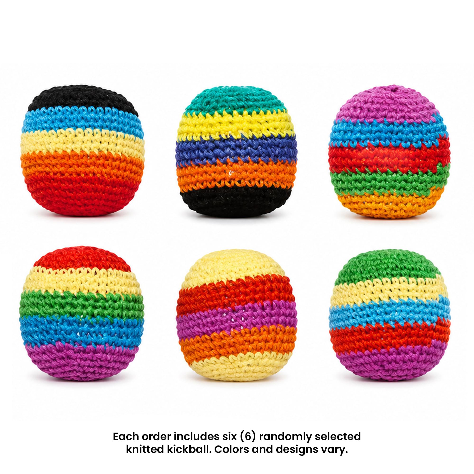 Multicolored Cotton Knit Hacky Sack Kickball | Set of 6