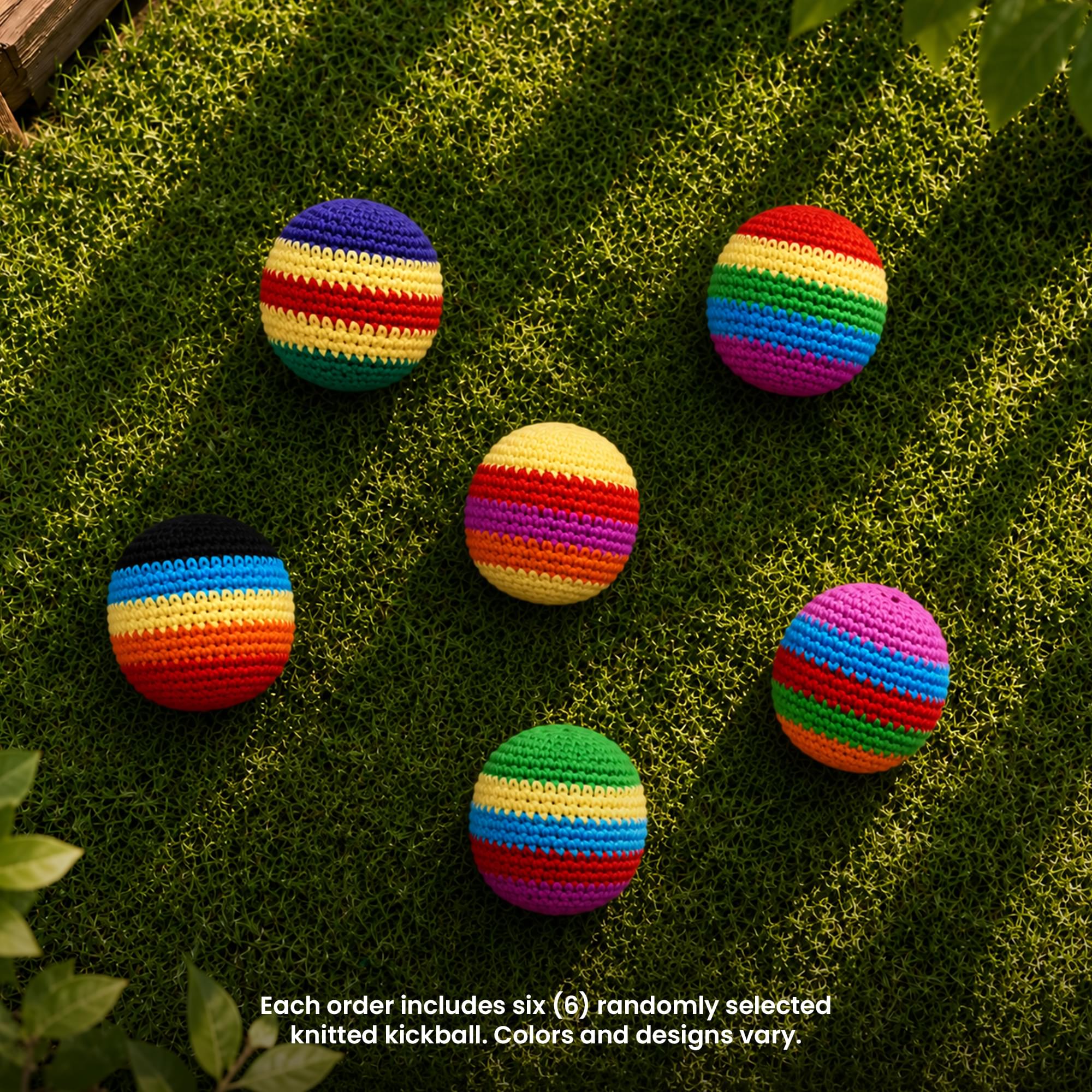 Multicolored Cotton Knit Hacky Sack Kickball | Set of 6