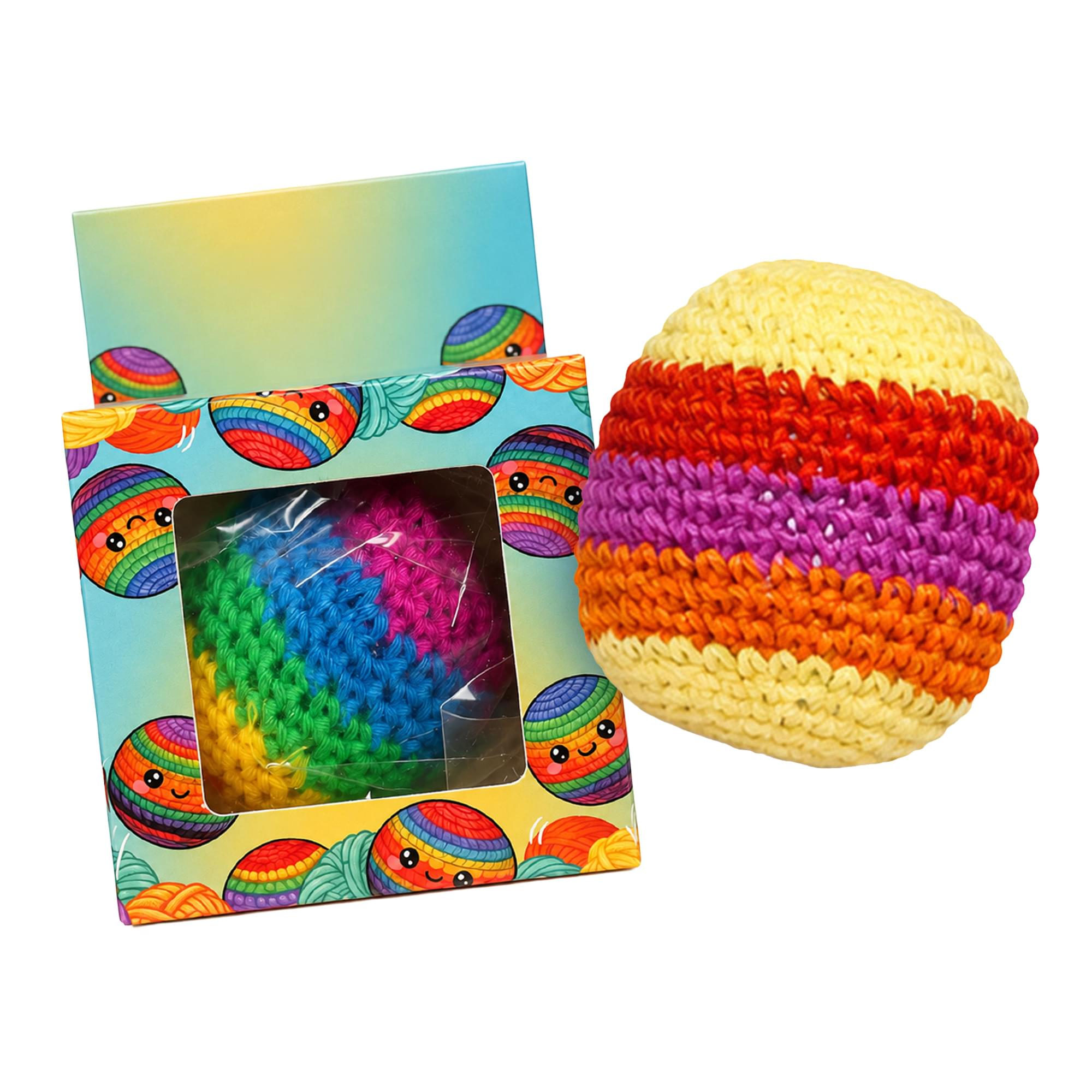 Multicolored Cotton Knit Hacky Sack Kickball | 1 Random