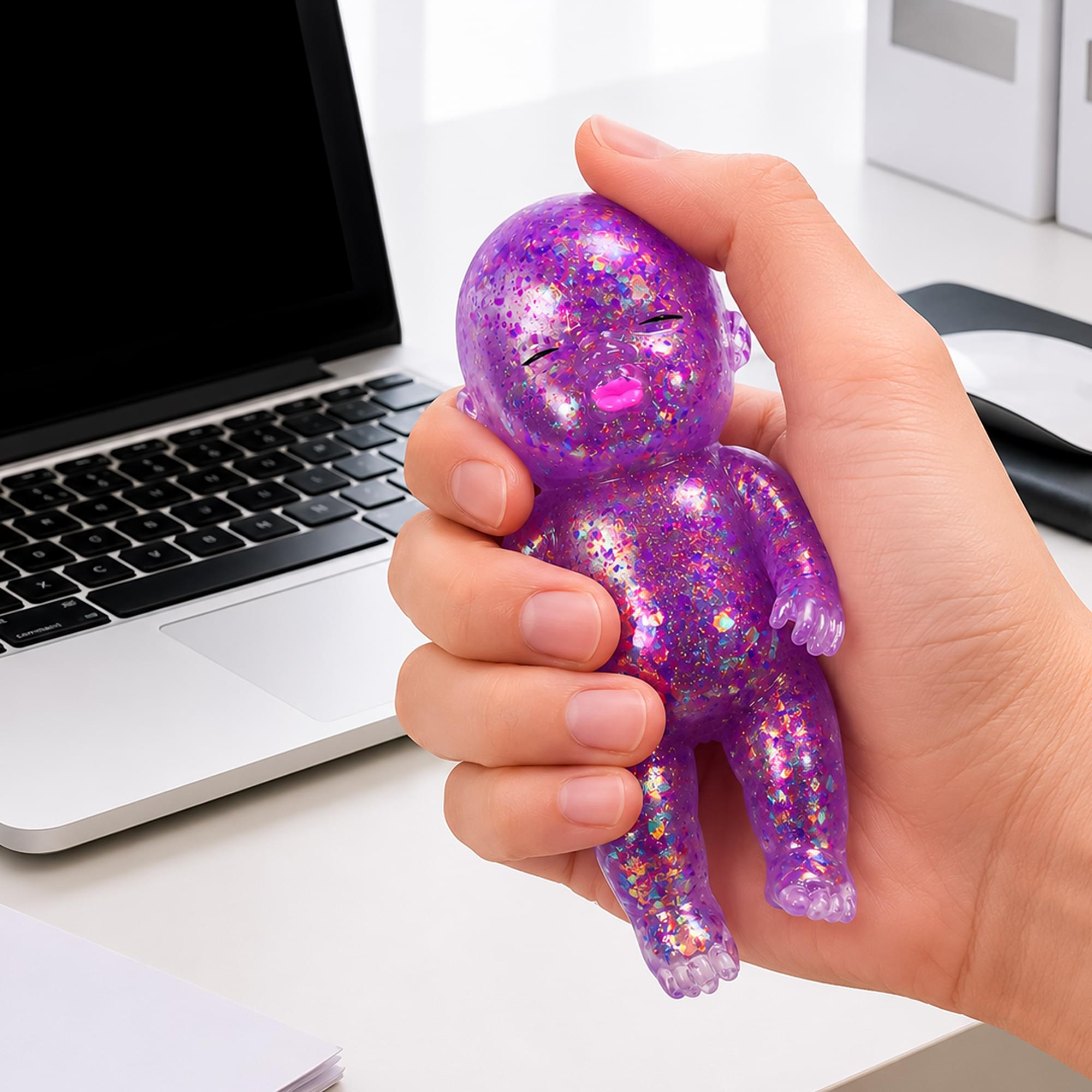Squishy Glitter Baby 4-Inch Stress Reliever | Random Set of 4