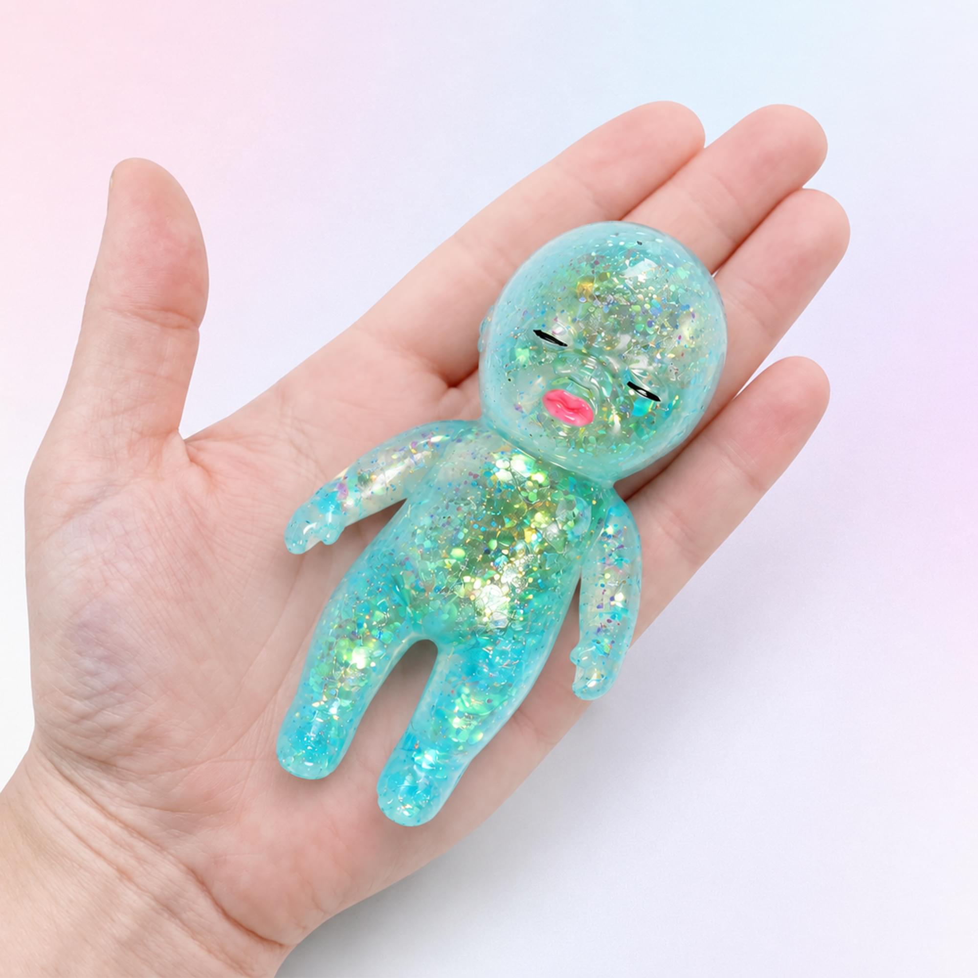 Squishy Glitter Baby 4-Inch Stress Reliever | Blue