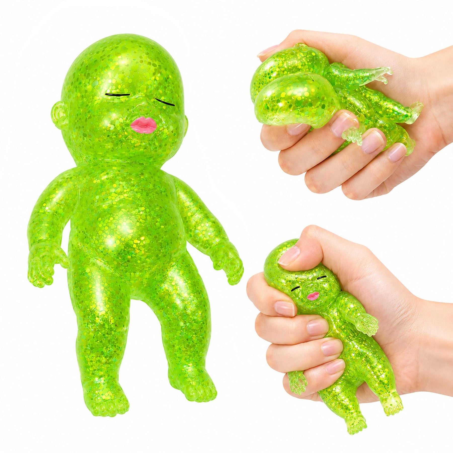 Squishy Glitter Baby 4-Inch Stress Reliever | Green