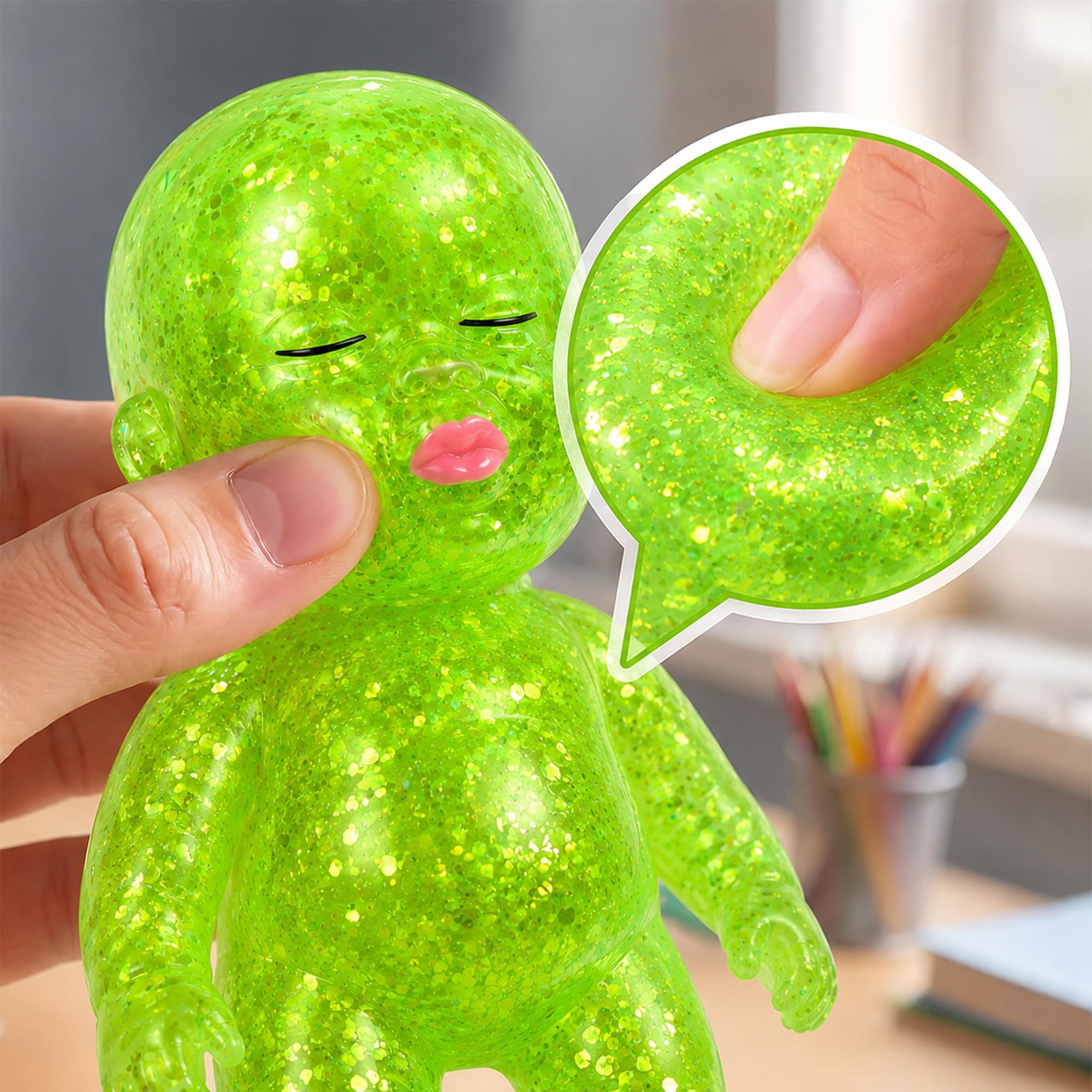Squishy Glitter Baby 4-Inch Stress Reliever | Green