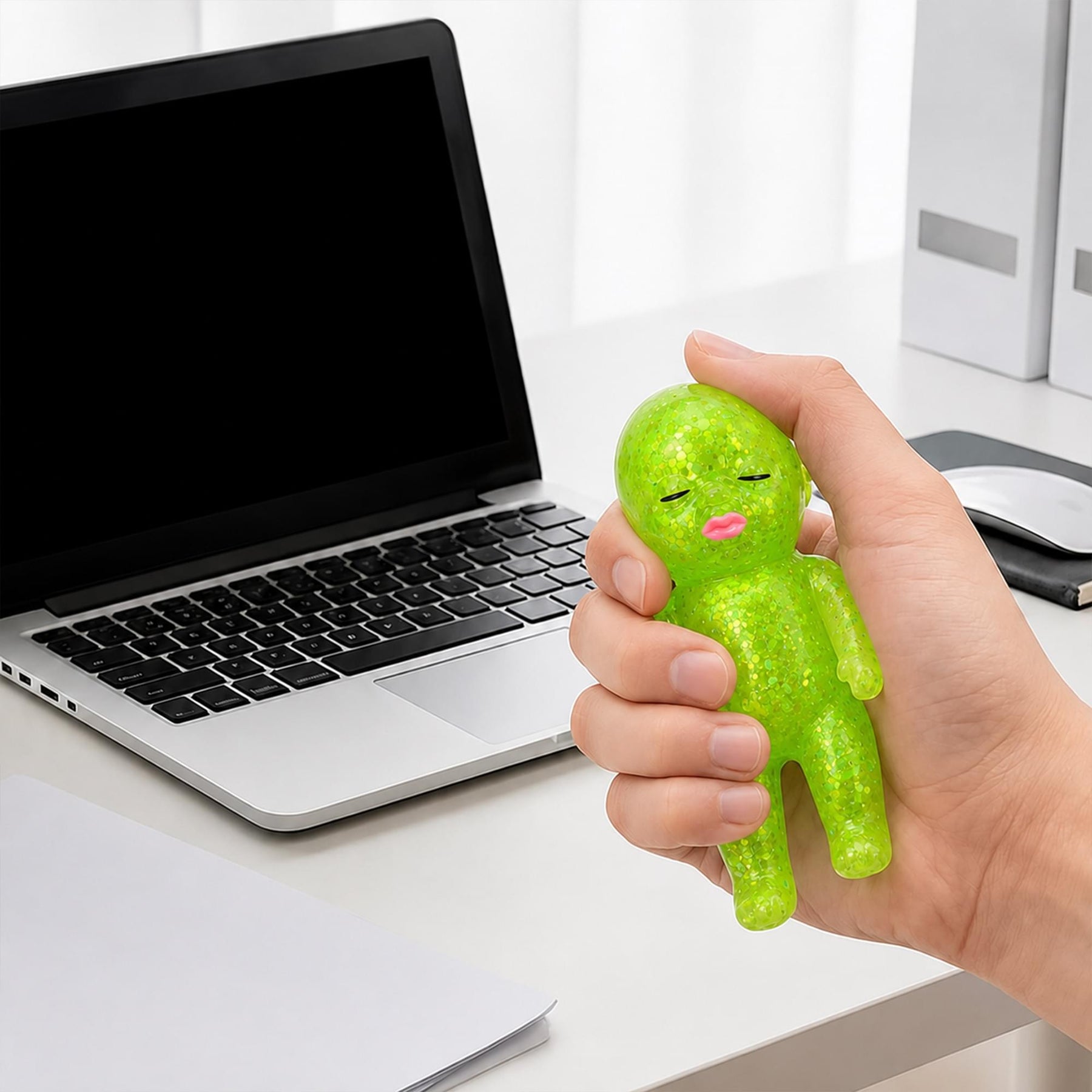 Squishy Glitter Baby 4-Inch Stress Reliever | Green