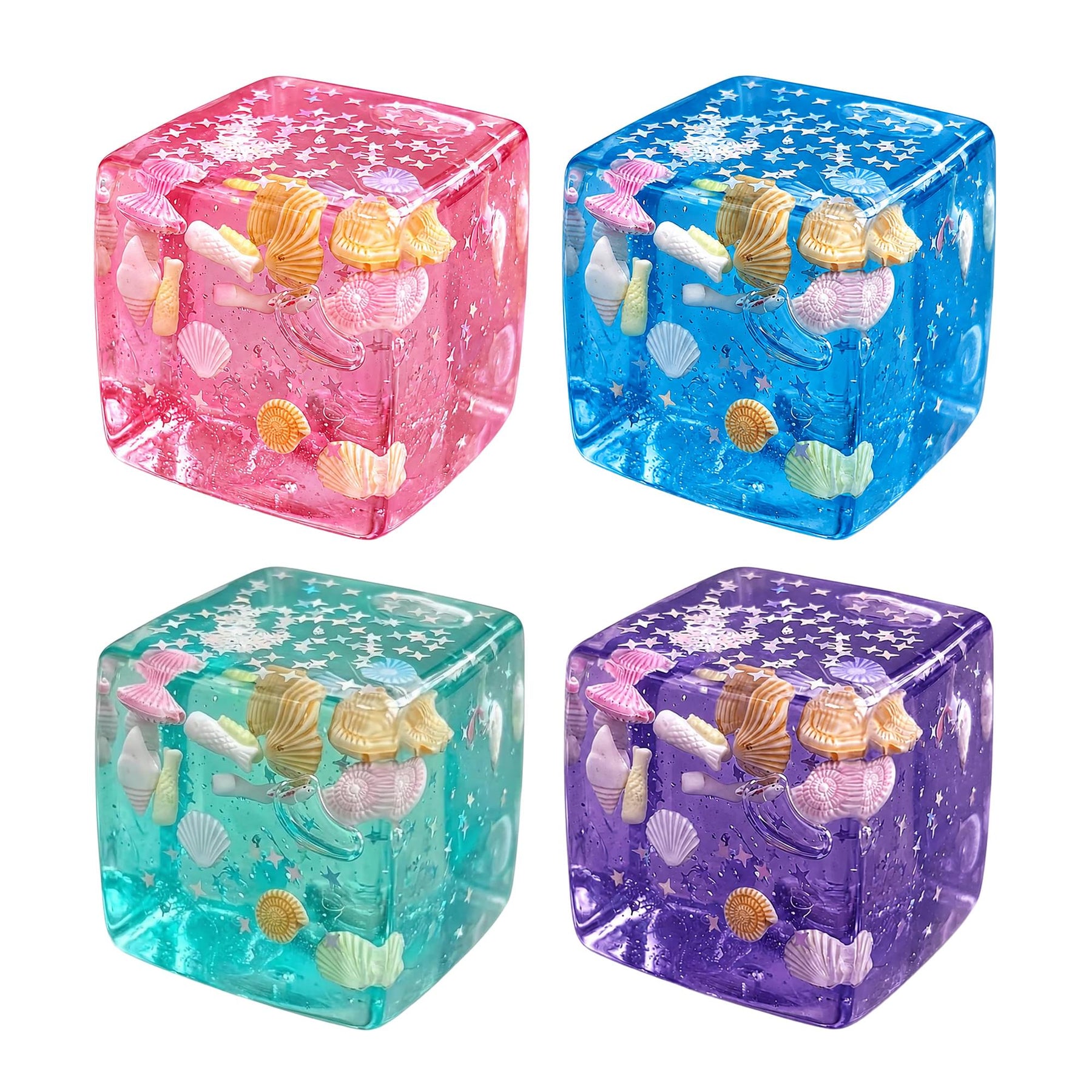 Squishy Ocean Cubes 2-Inch Stress Reliever | Random Set of 4
