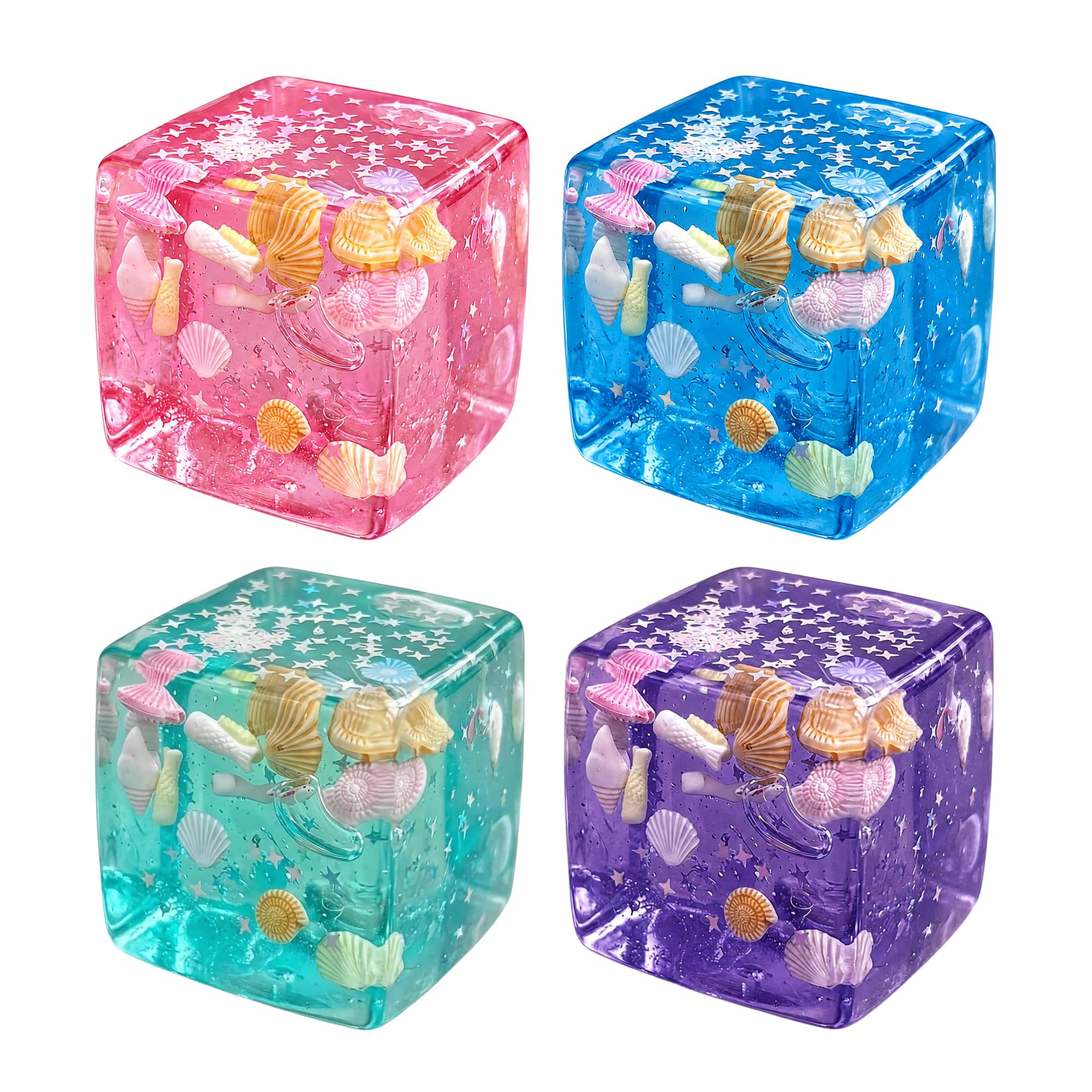 Squishy Ocean Cubes 2-Inch Stress Reliever | Random Set of 4