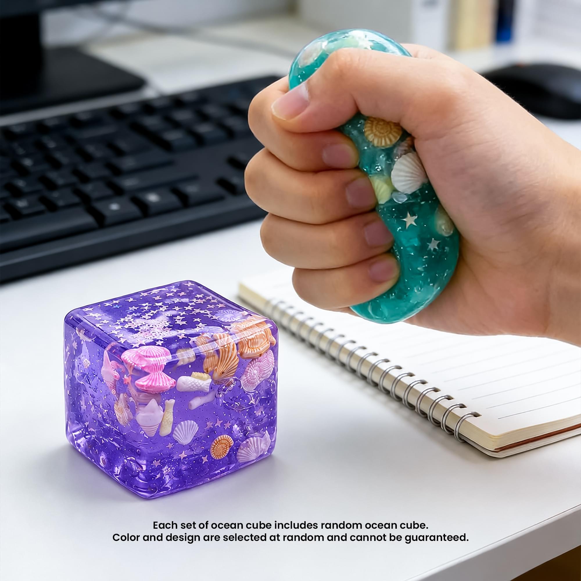 Squishy Ocean Cubes 2-Inch Stress Reliever | Random Set of 4