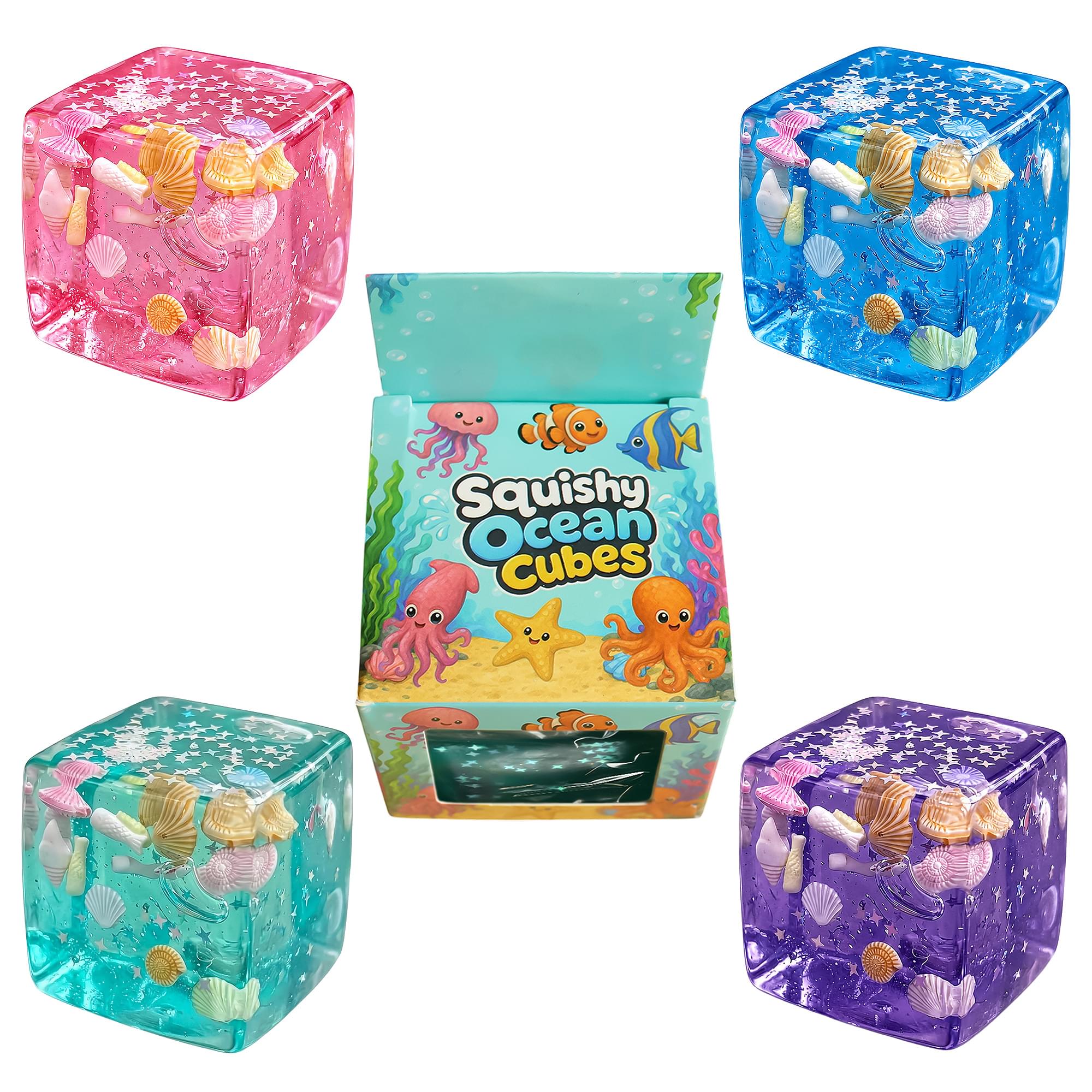 Squishy Ocean Cubes 2-Inch Stress Reliever | 1 Random