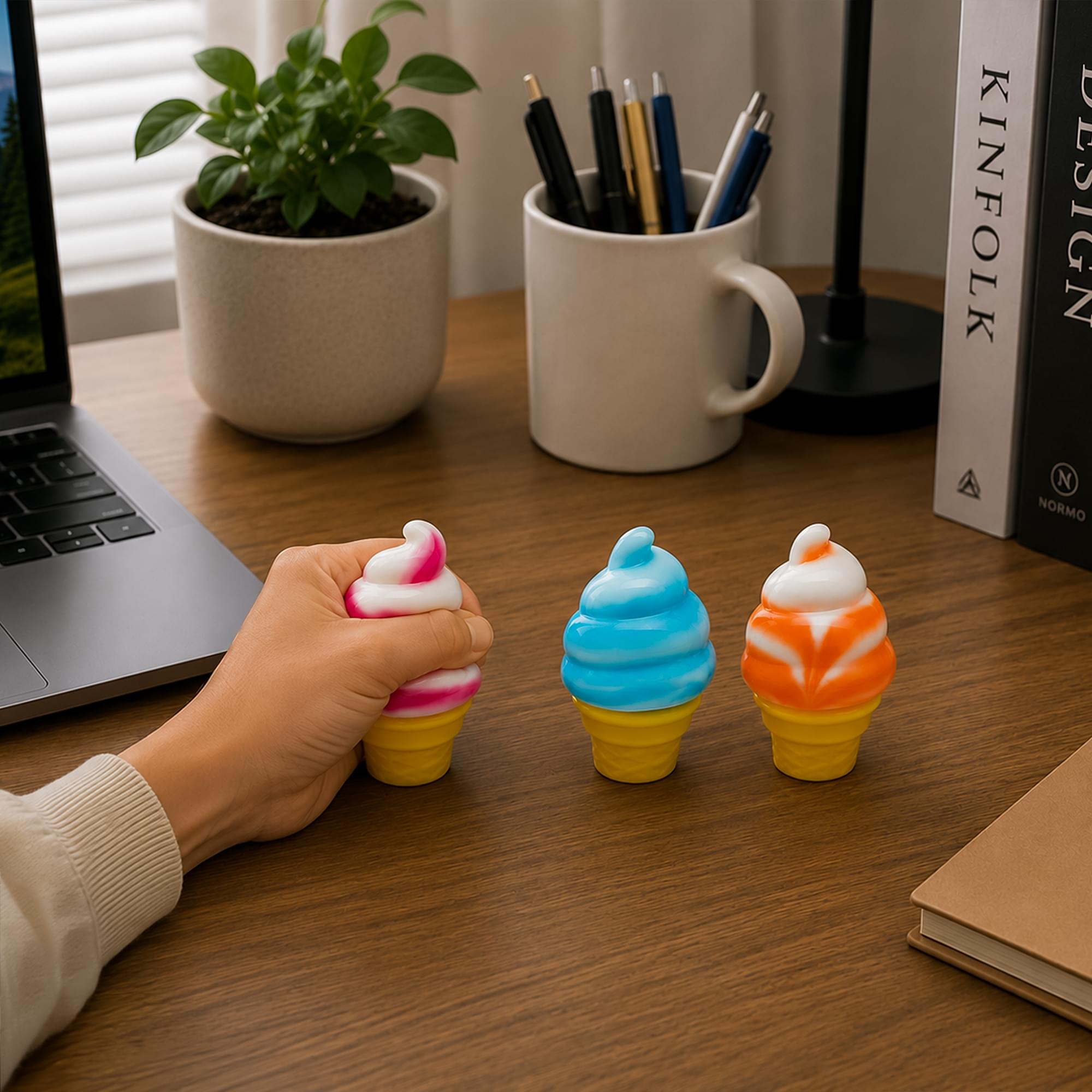 Swirl Ice Cream Cone 3-Inch Squishy Stress Relievers | Set Of 3