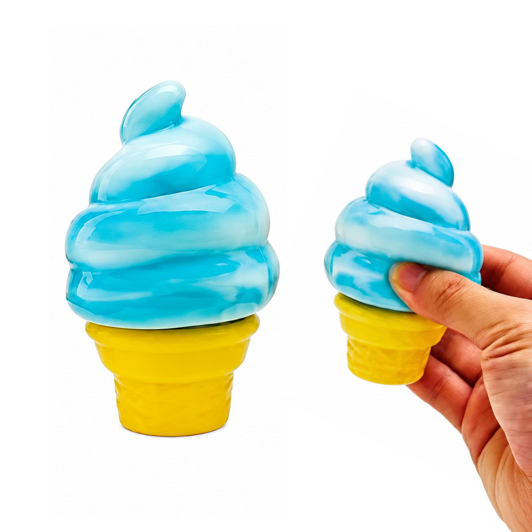 Swirl Ice Cream Cone 3.5-Inch Squishy Stress Reliever | Blue