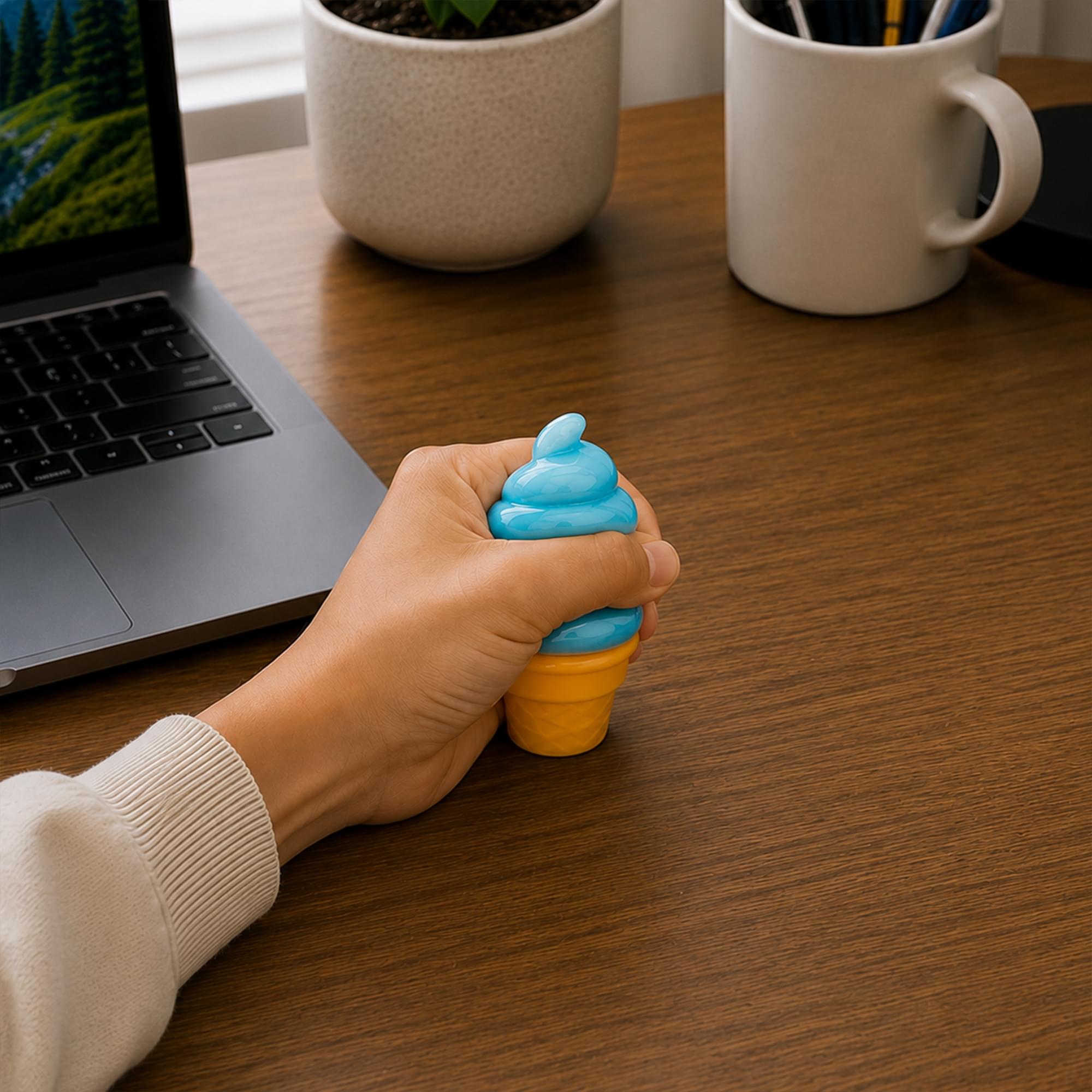 Swirl Ice Cream Cone 3.5-Inch Squishy Stress Reliever | Blue