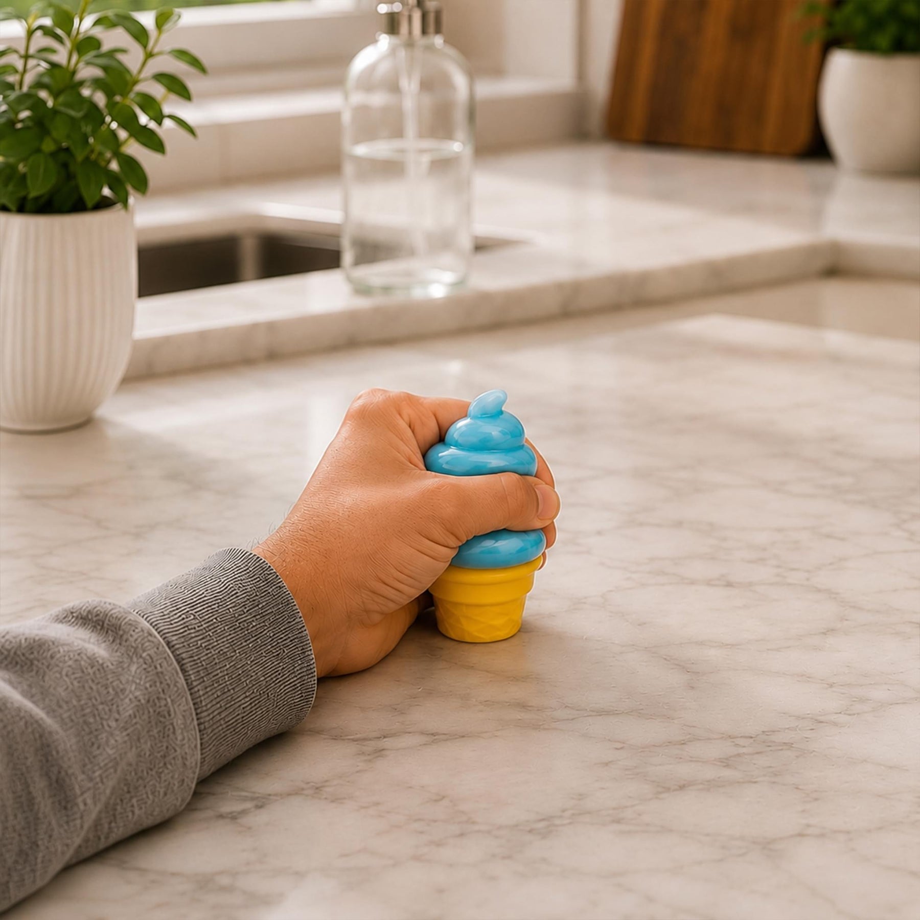 Swirl Ice Cream Cone 3.5-Inch Squishy Stress Reliever | Blue