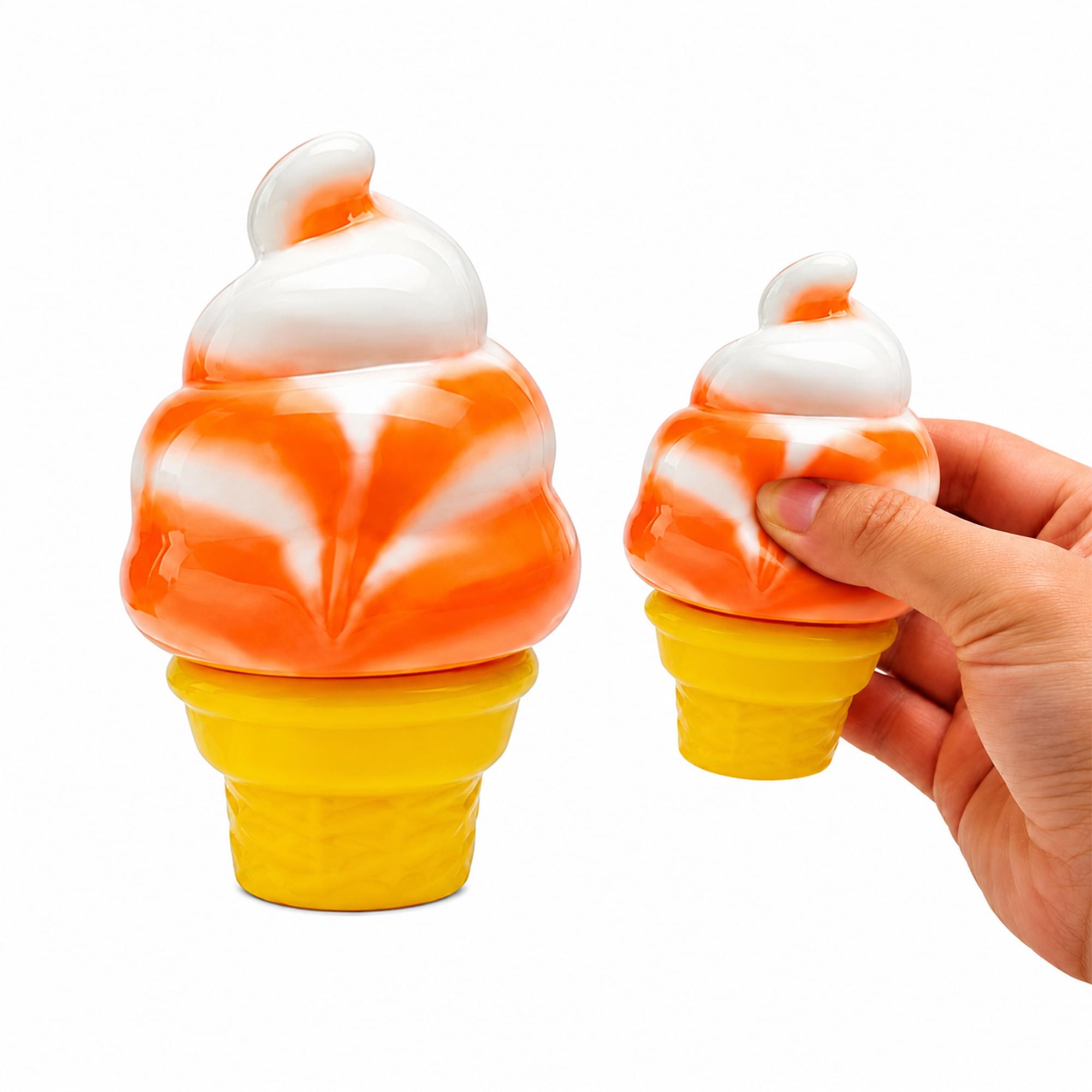 Swirl Ice Cream Cone 3-Inch Squishy Stress Reliever | Orange