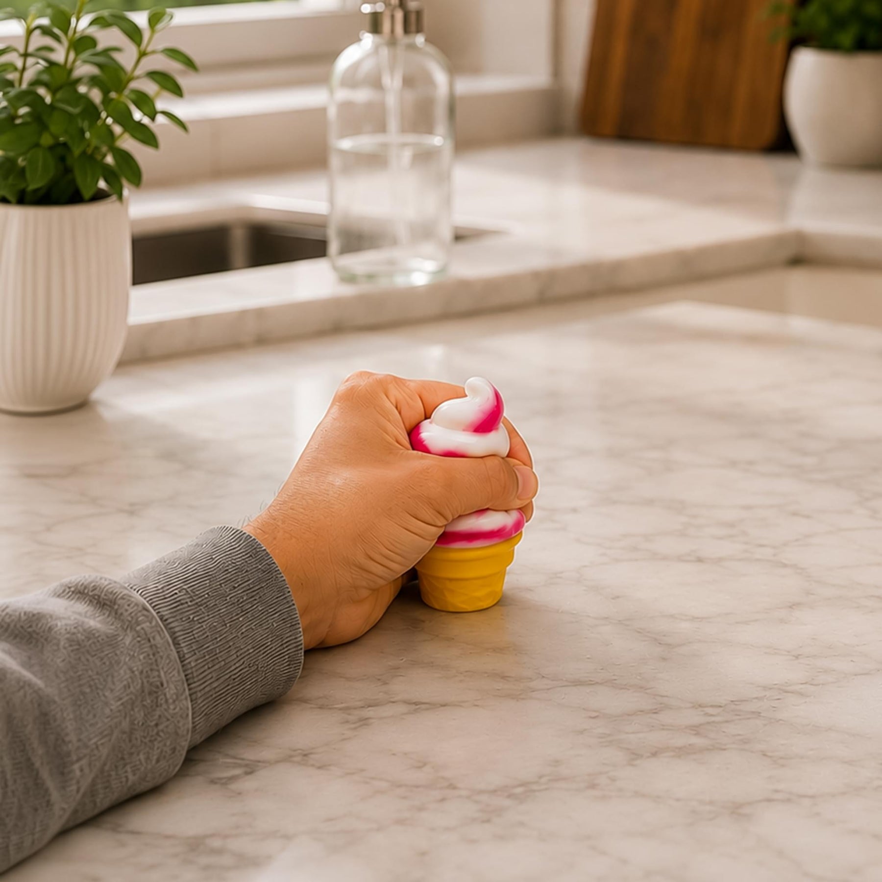 Swirl Ice Cream Cone 3-Inch Squishy Stress Reliever | Pink