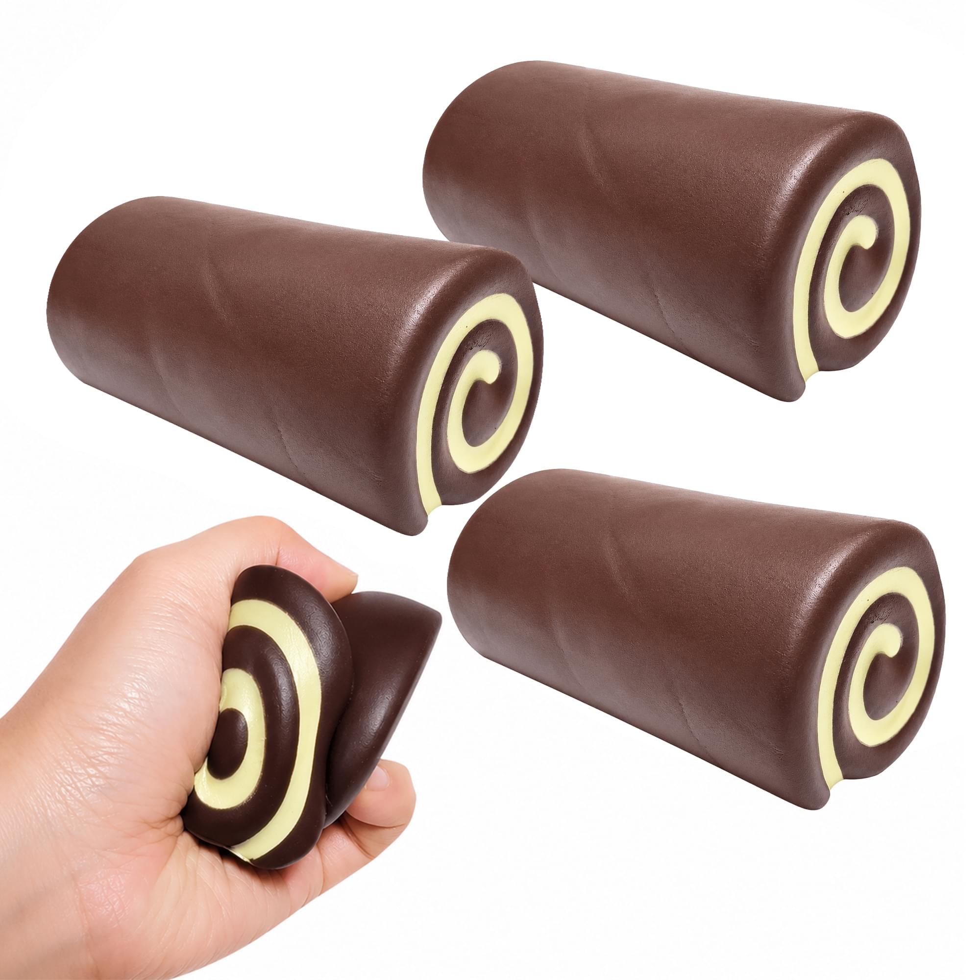 Chocolate Roll 5-Inch Squishy Stress Relievers | Set Of 3