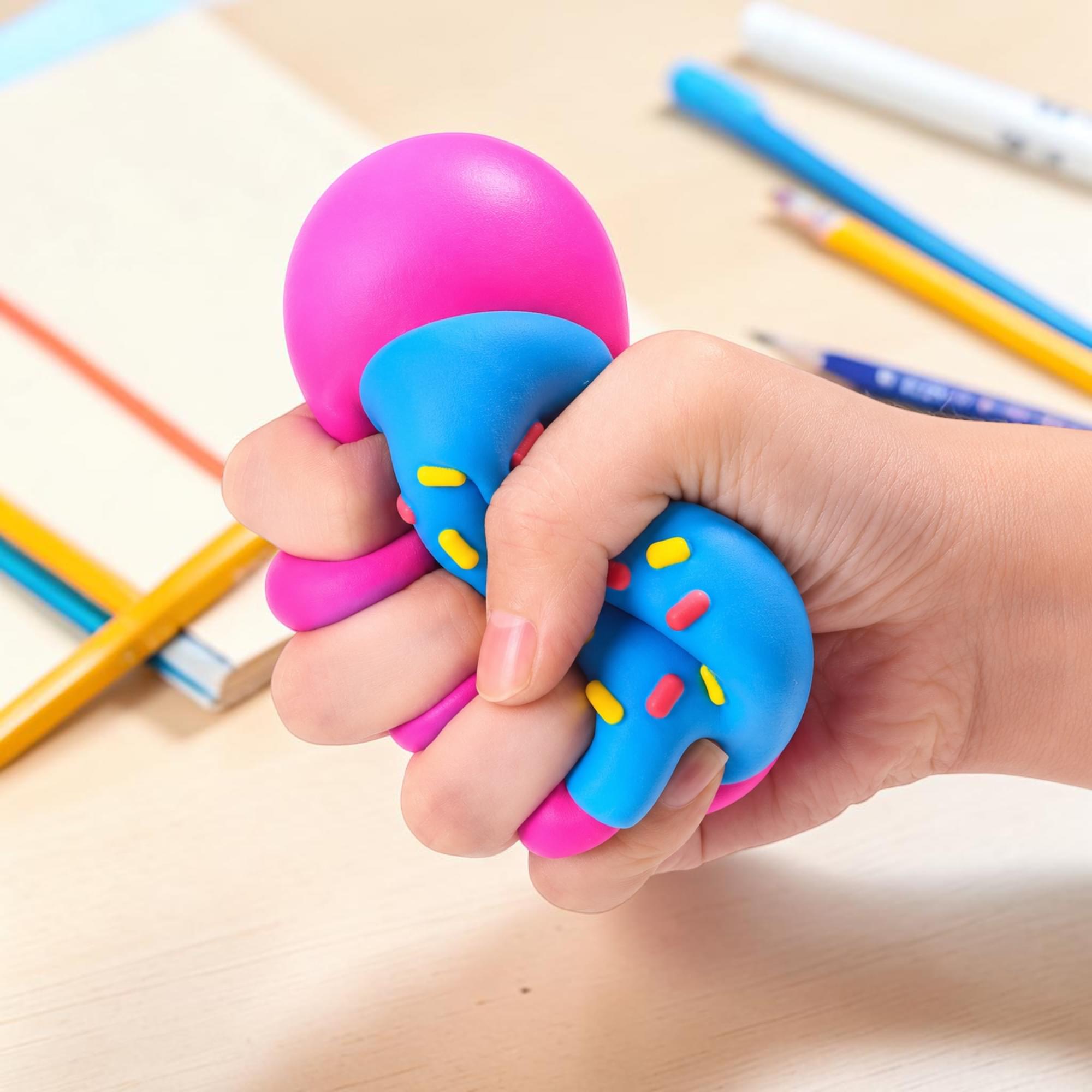 Frosted Donut 3-Inch Squishy Stress Reliever | Blue Frosting