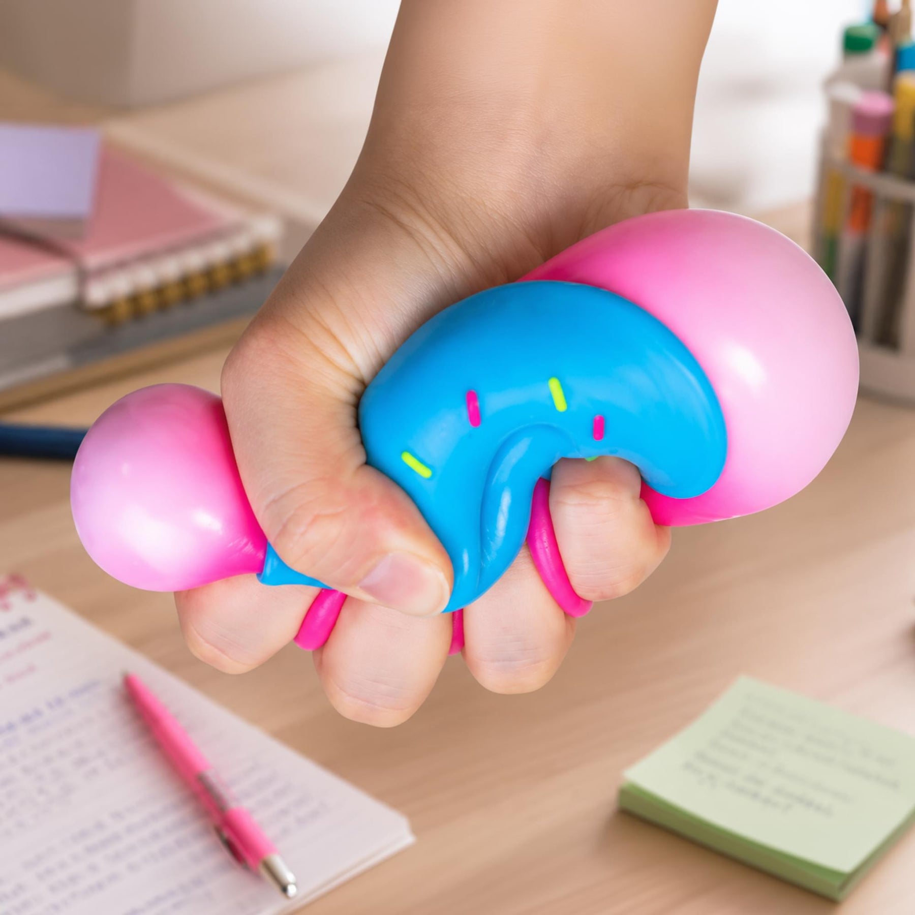 Frosted Donut 3-Inch Squishy Stress Reliever | Blue Frosting
