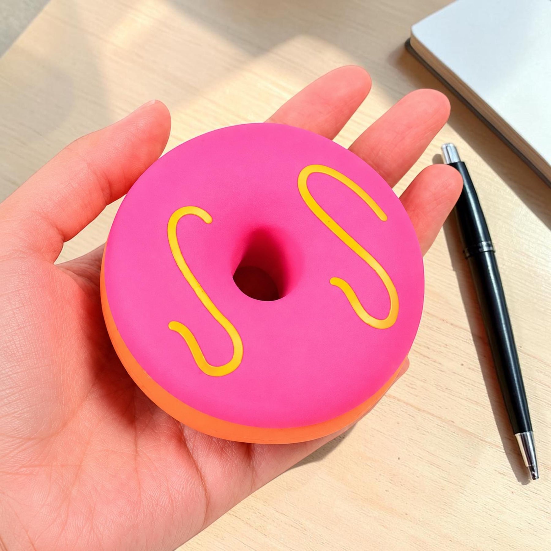 Frosted Donut 3-Inch Squishy Stress Reliever | Pink Frosting
