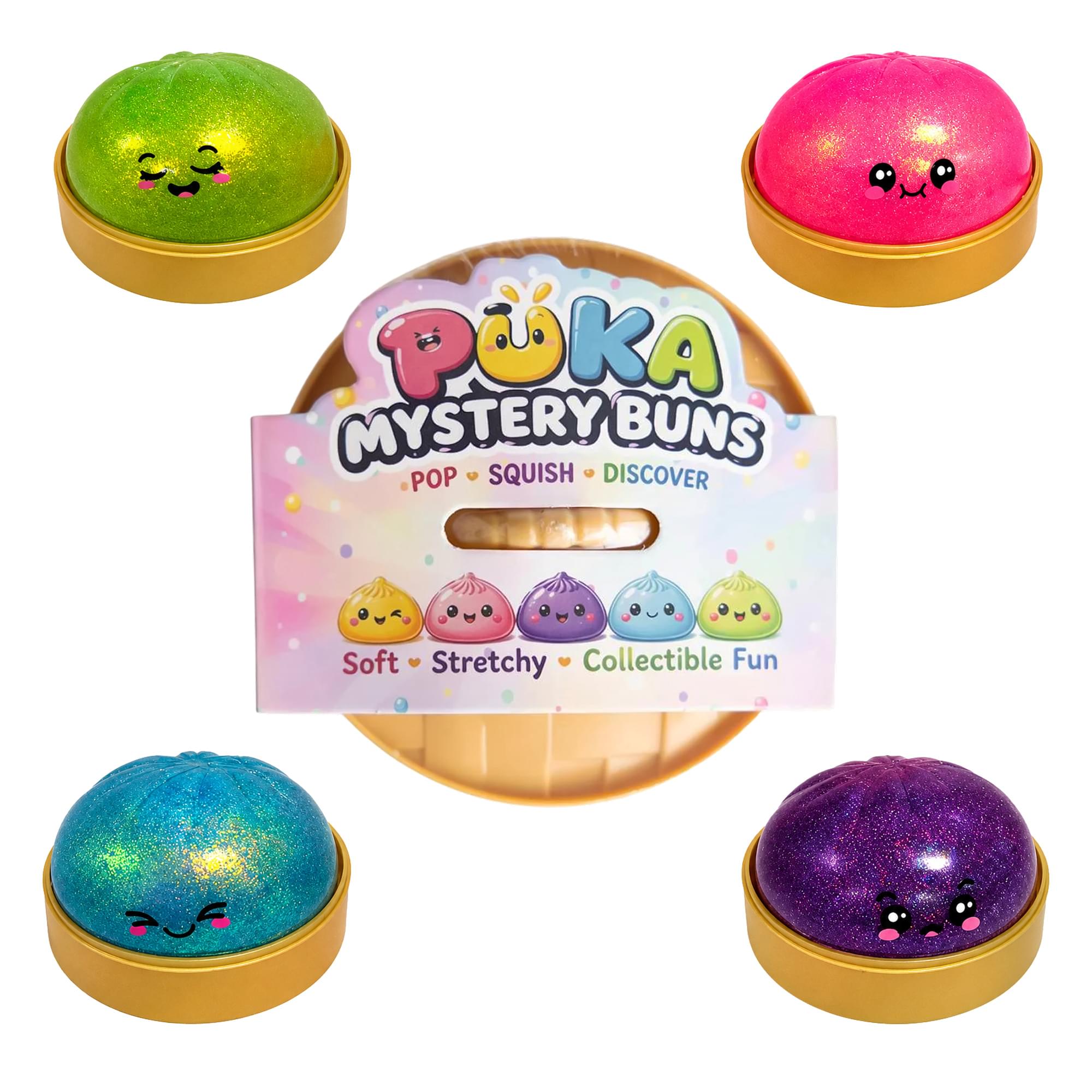 Glitter Puka Buns 3.5-Inch Mystery Pack Squishy | 1 Random
