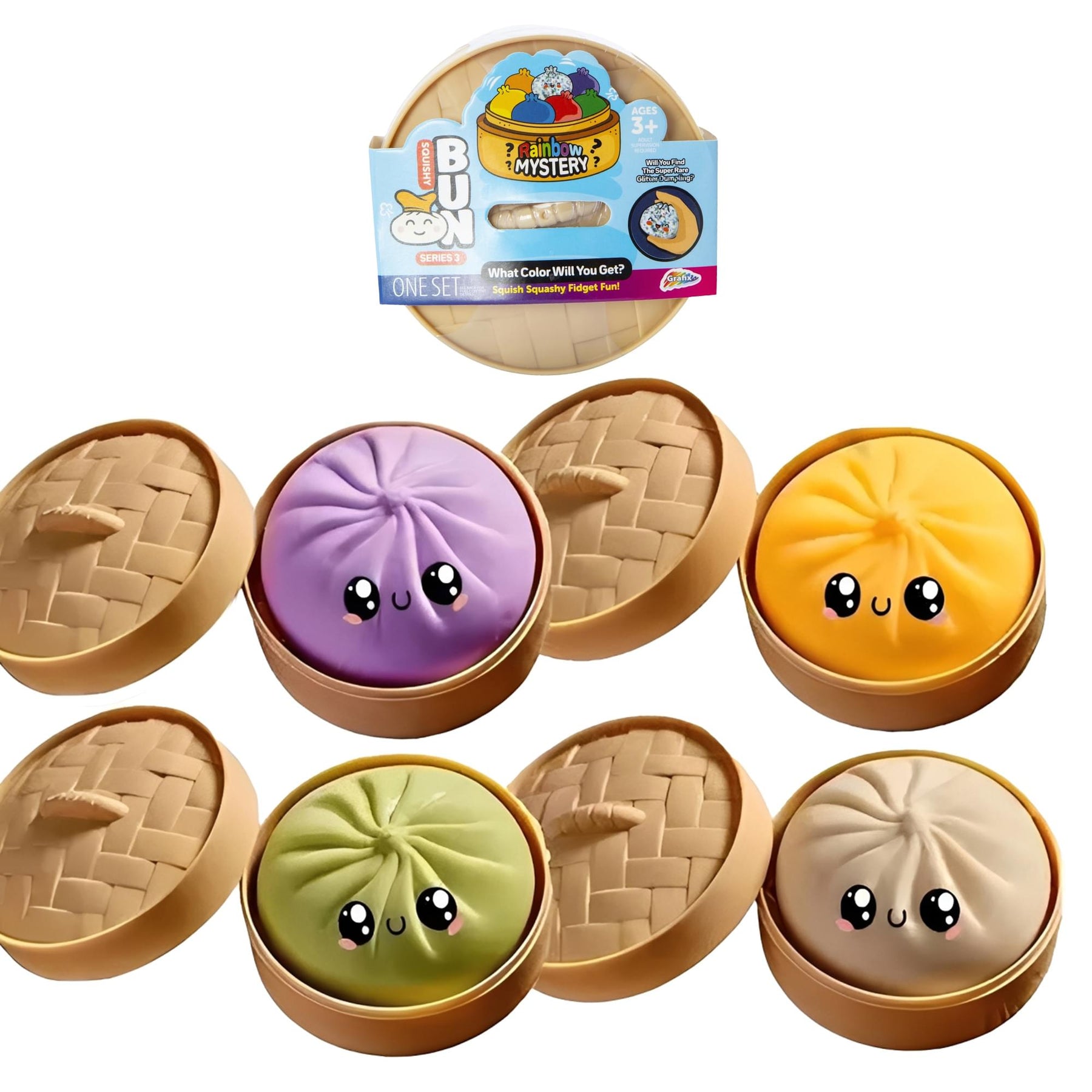 Rainbow Dumplings 3.5-Inch Mystery Pack Squishy  | Random Set Of 4