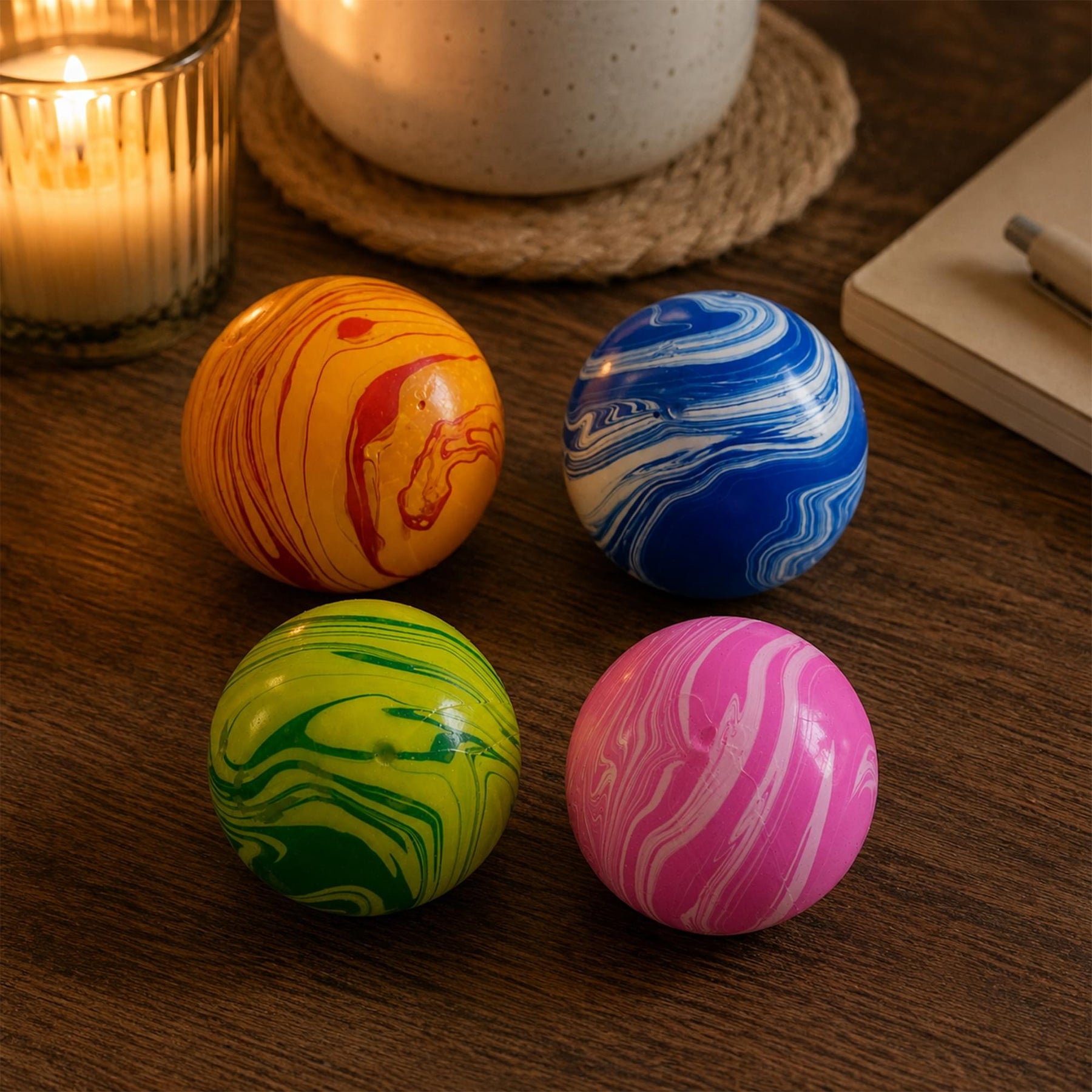 Marble Swirl Orb 2-Inch Squishy Stress Relievers | Set Of 4