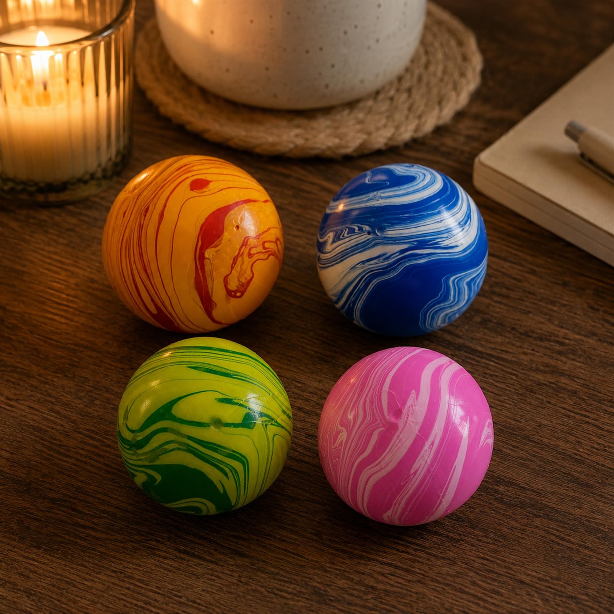 Marble Swirl Orb 2-Inch Squishy Stress Relievers | Set Of 4