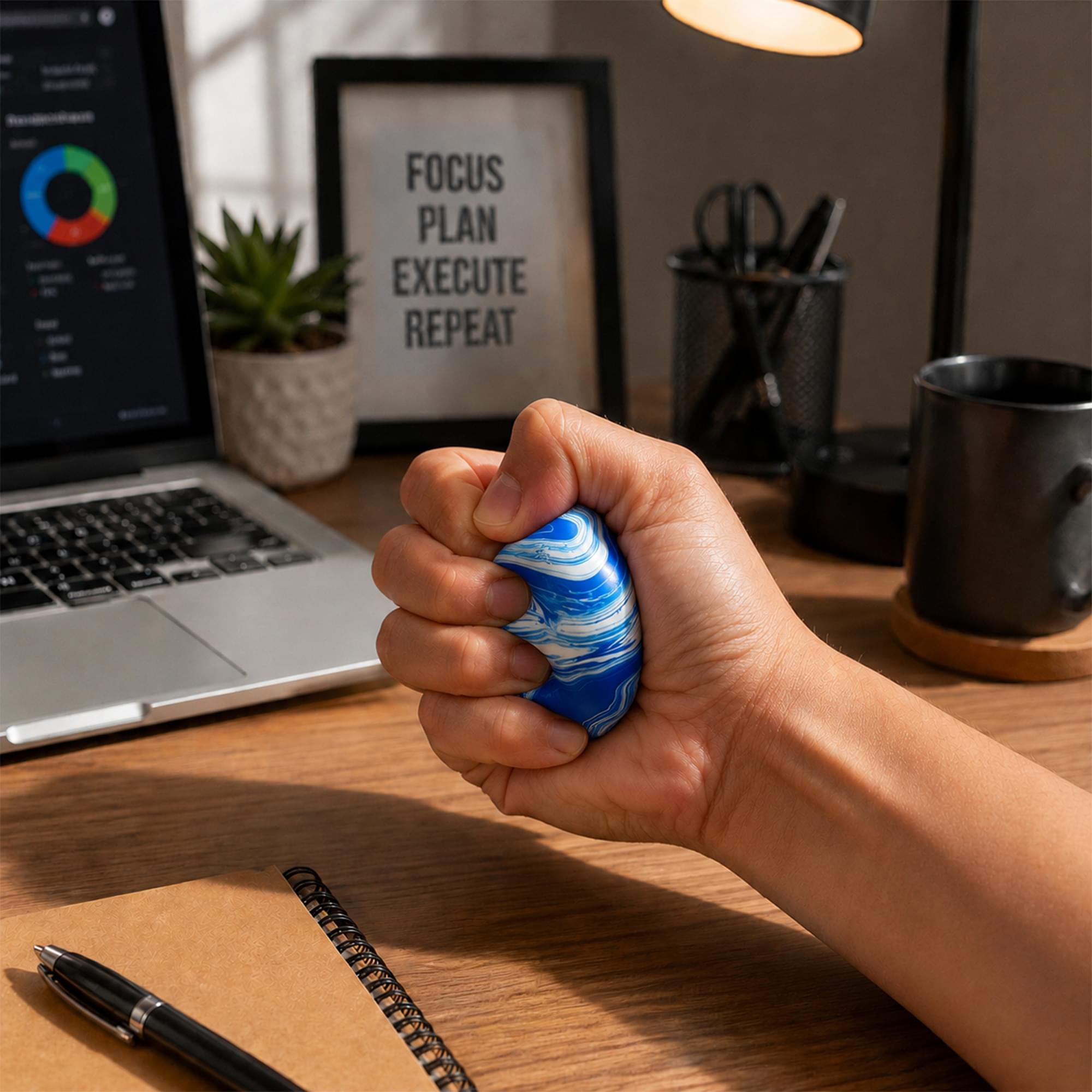 Marble Swirl Orb 2-Inch Squishy Stress Reliever | Blue
