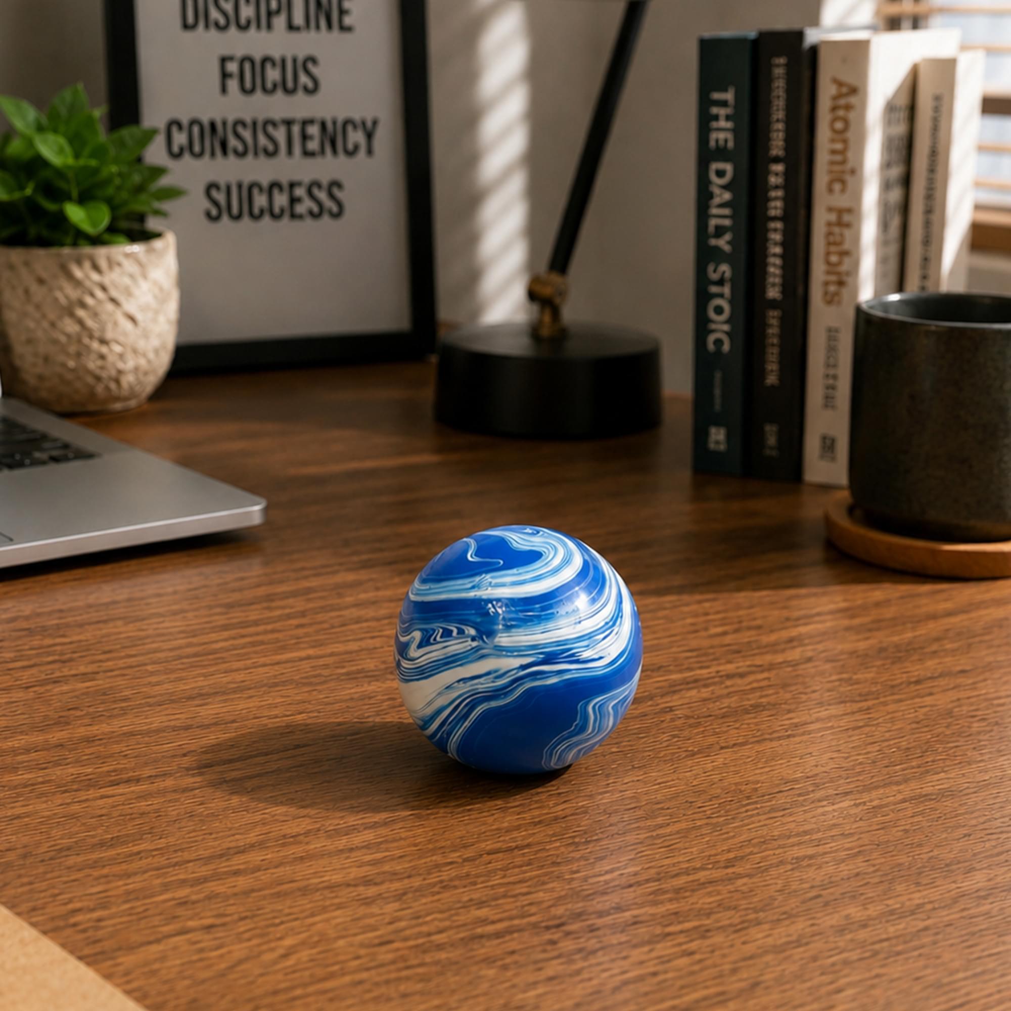 Marble Swirl Orb 2-Inch Squishy Stress Reliever | Blue
