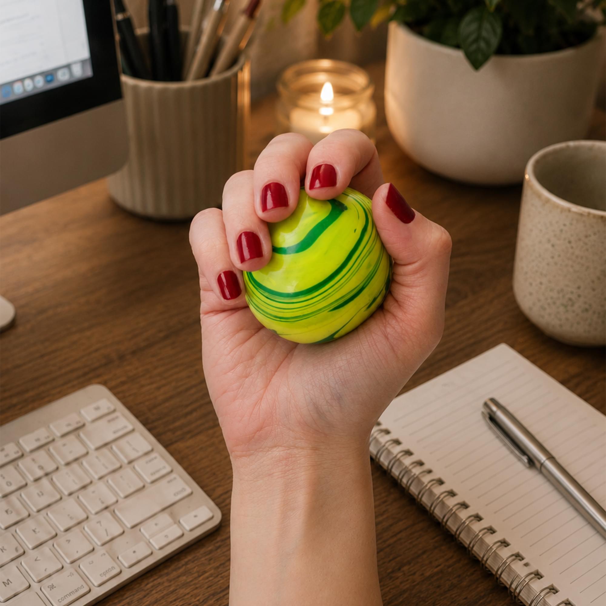 Marble Swirl Orb 2-Inch Squishy Stress Reliever | Green