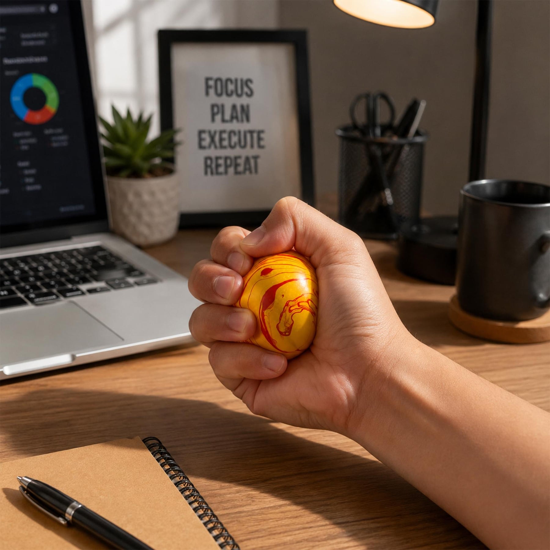 Marble Swirl Orb 2-Inch Squishy Stress Reliever | Orange