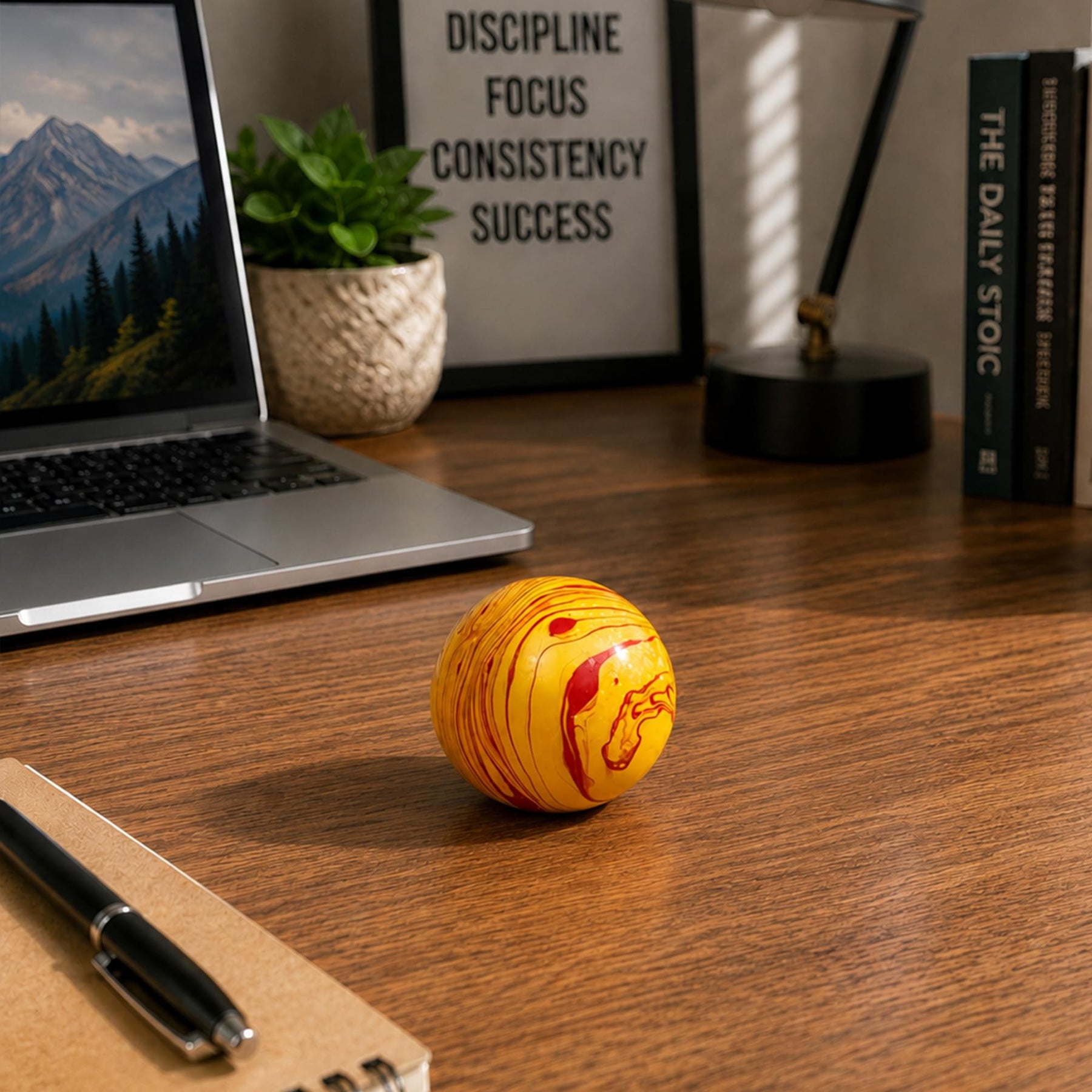 Marble Swirl Orb 2-Inch Squishy Stress Reliever | Orange