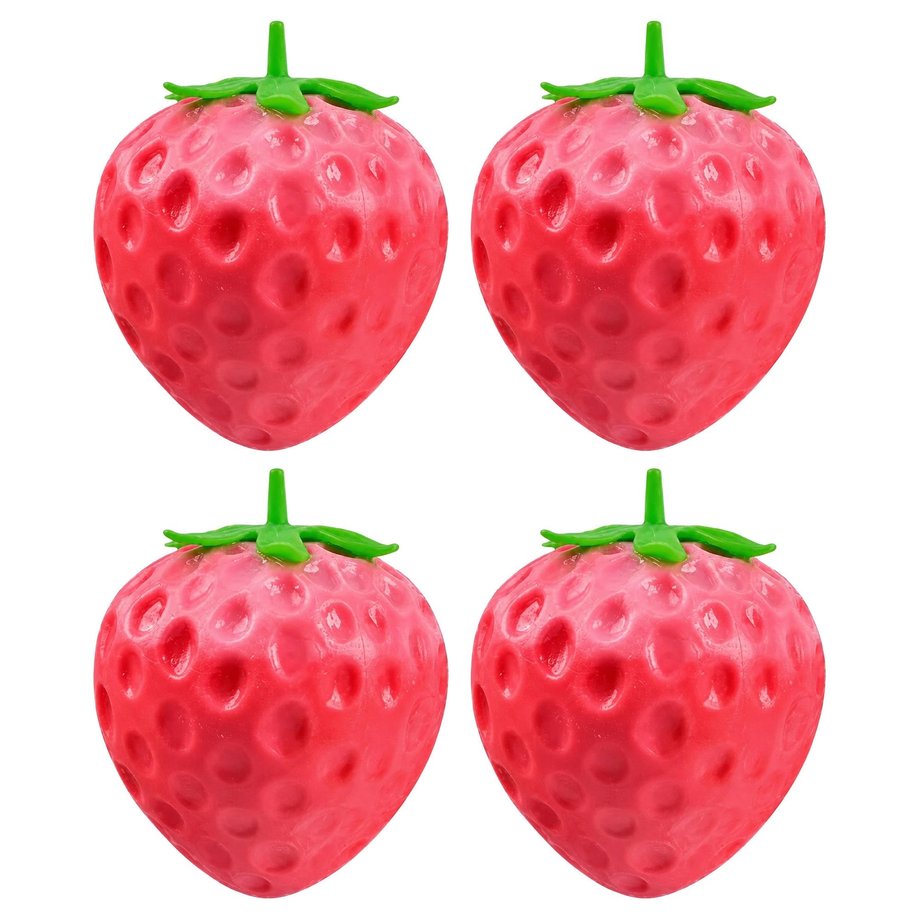 Giant Squishy Strawberry 4-Inch Stress Reliever | Set of 4