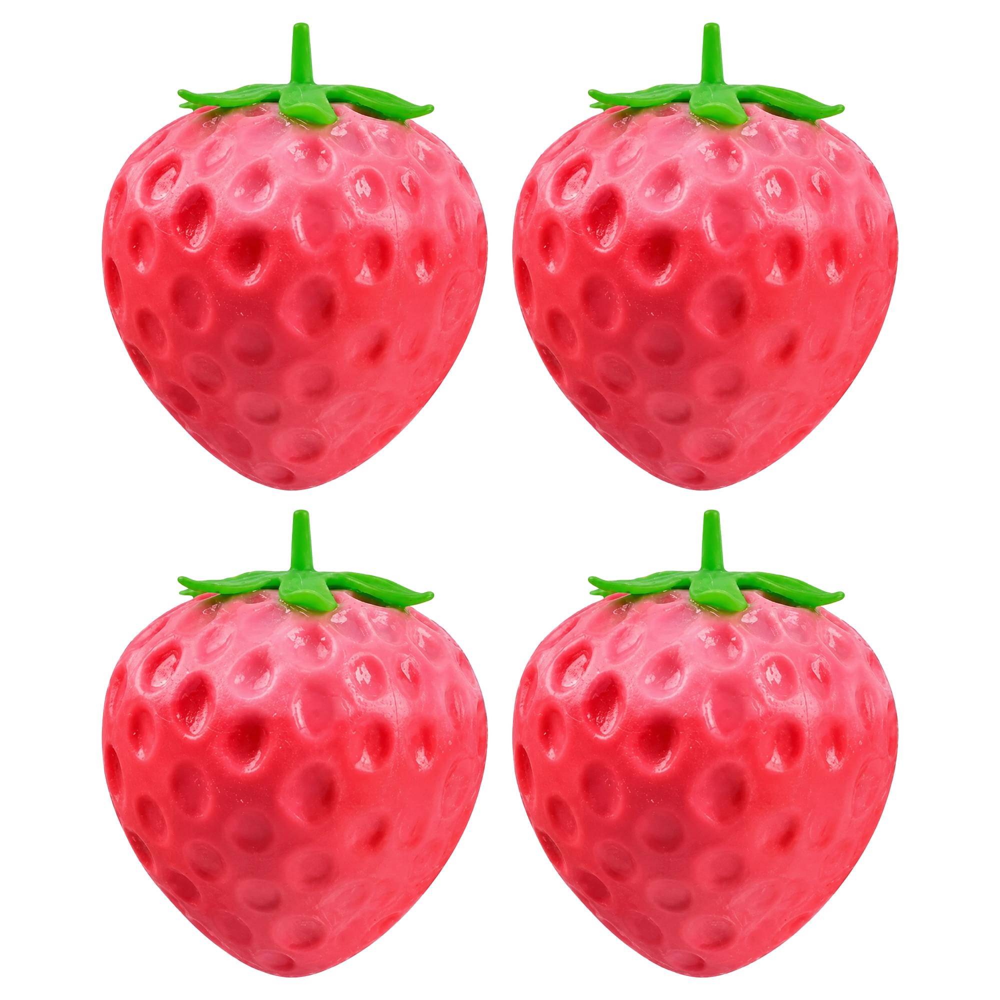 Giant Squishy Strawberry 4-Inch Stress Reliever | Set of 4