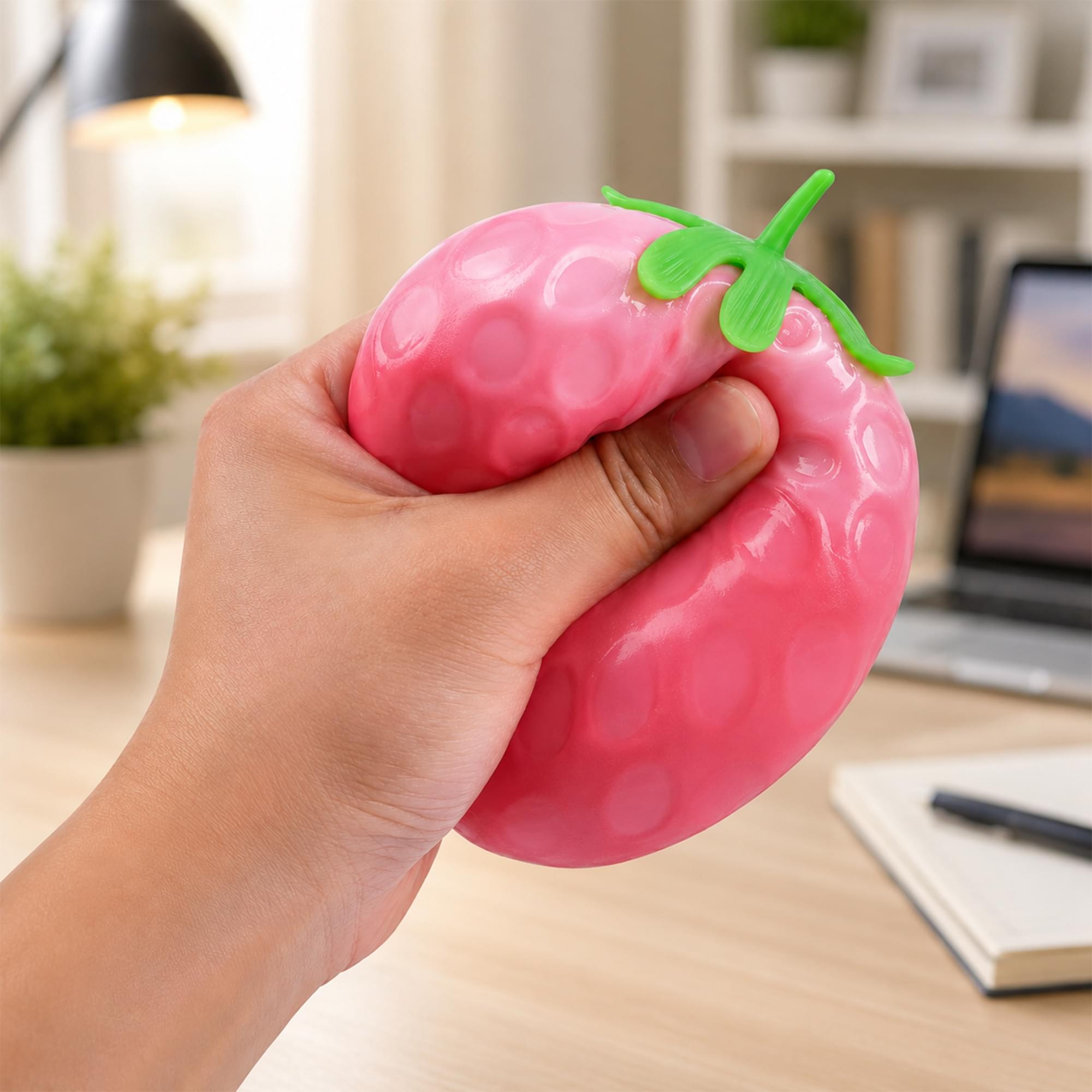 Giant Squishy Strawberry 4-Inch Stress Reliever | Set of 4