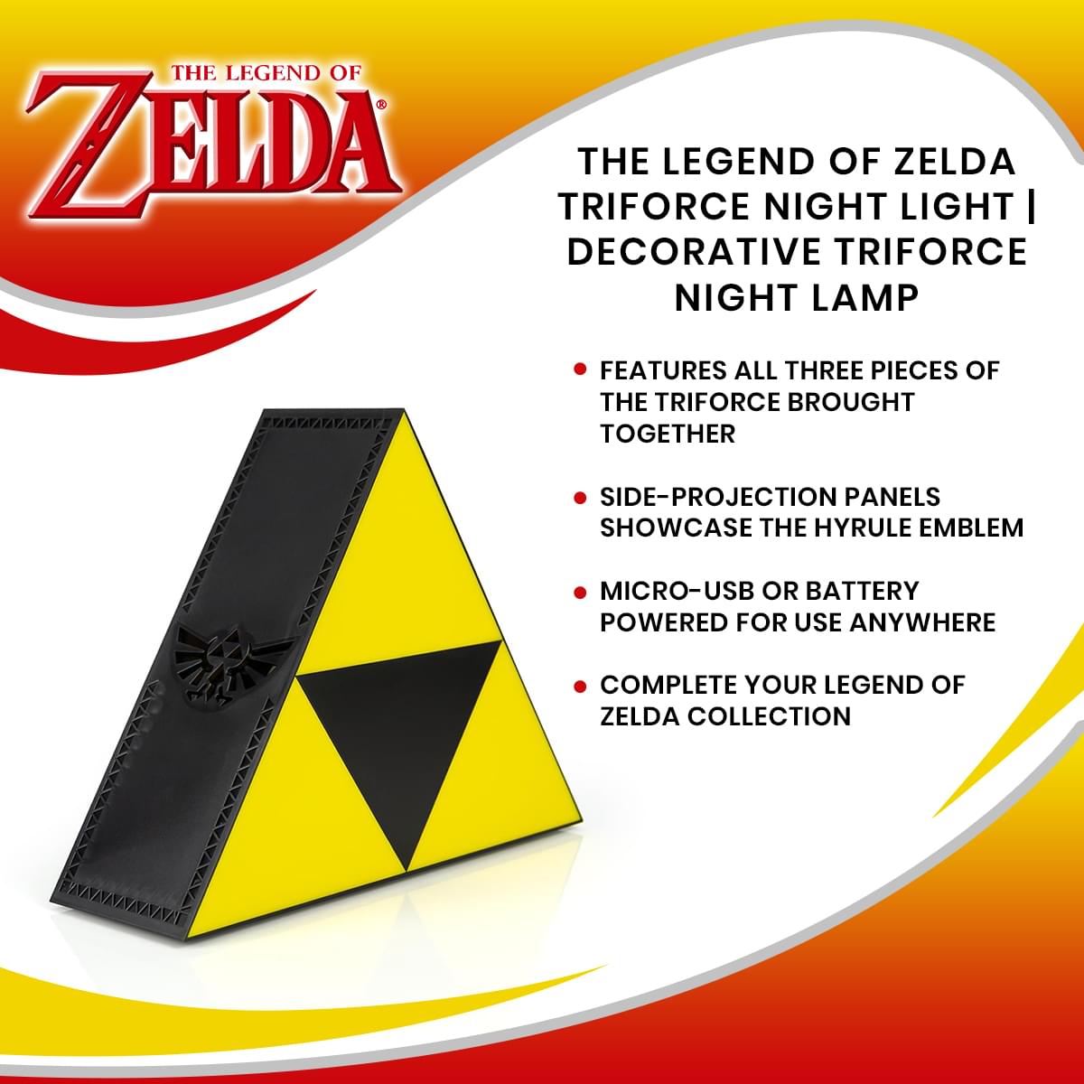 The Legend Of Zelda Triforce Night Light | Decorative Triforce Night Lamp
