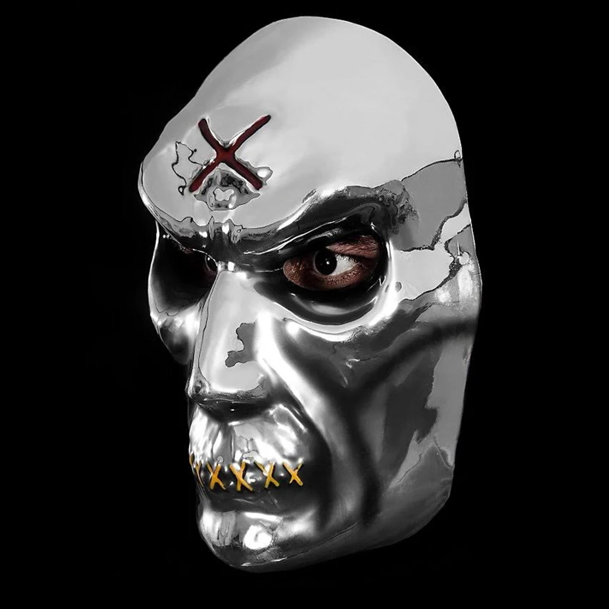Maniacs PVC Molded Metallic Silver Zombie Adult Costume Mask
