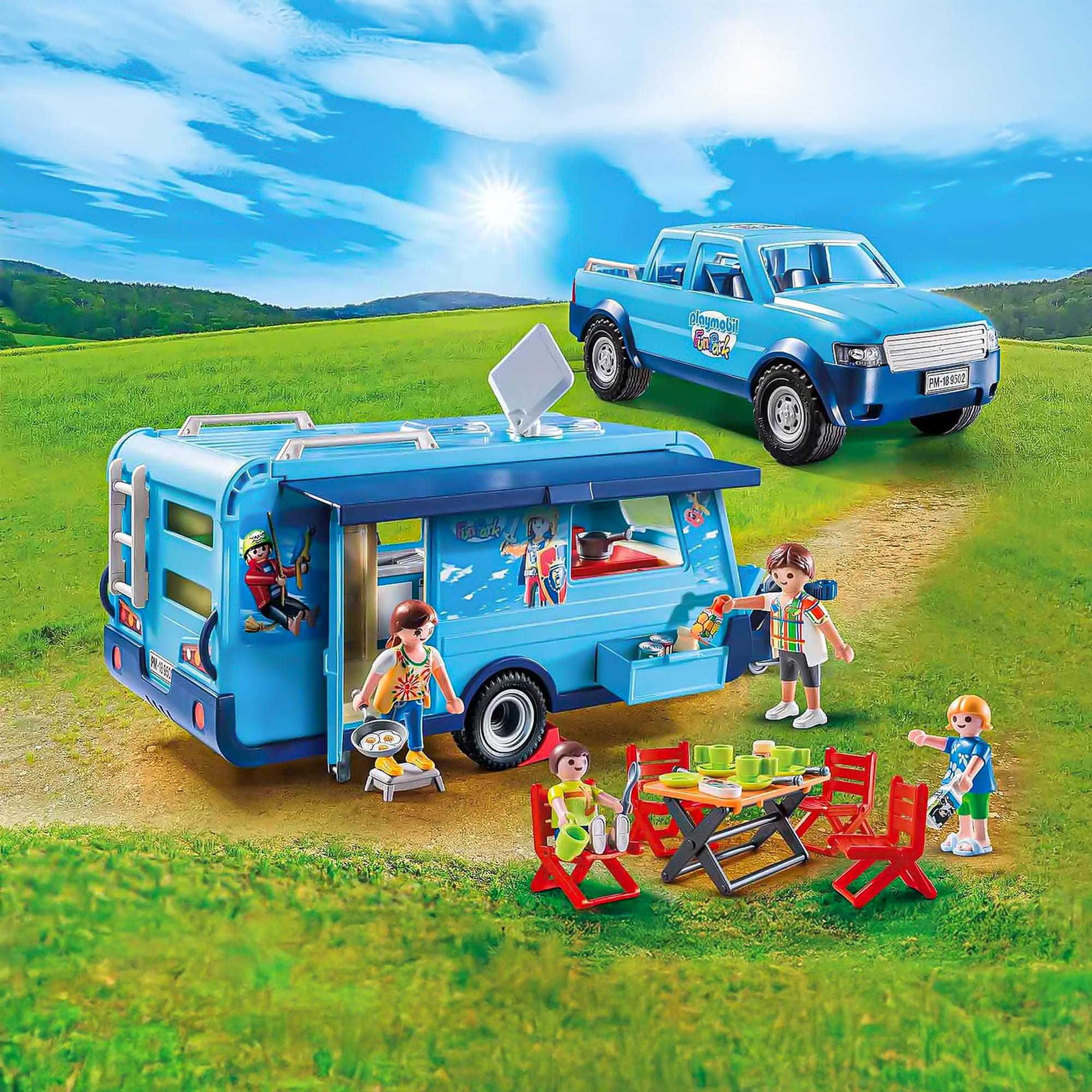 Playmobil 9502 Family Fun FunPark Pick-Up With Trailer Building Set
