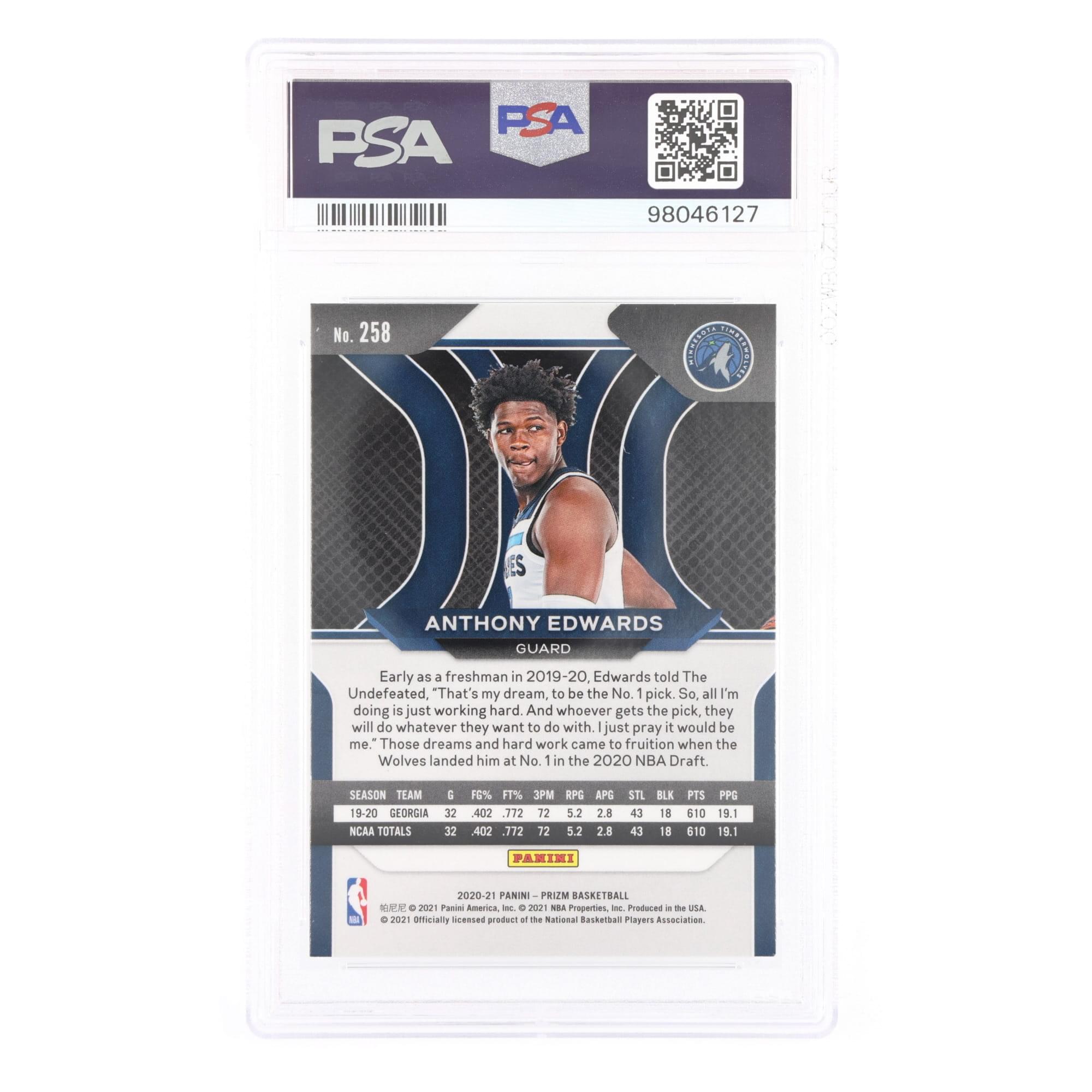 2020 Panini Prizm NBA Anthony Edwards #258 Rookie Card PSA 9